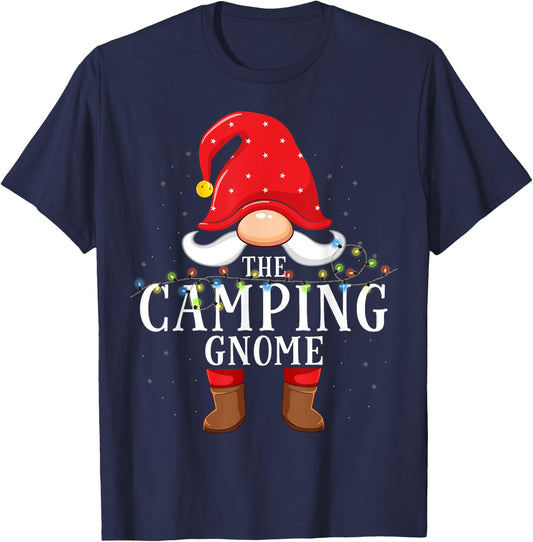 Camping Gnome Matching Christmas Family Pajama T-Shirt - T-Shirt | Navy
