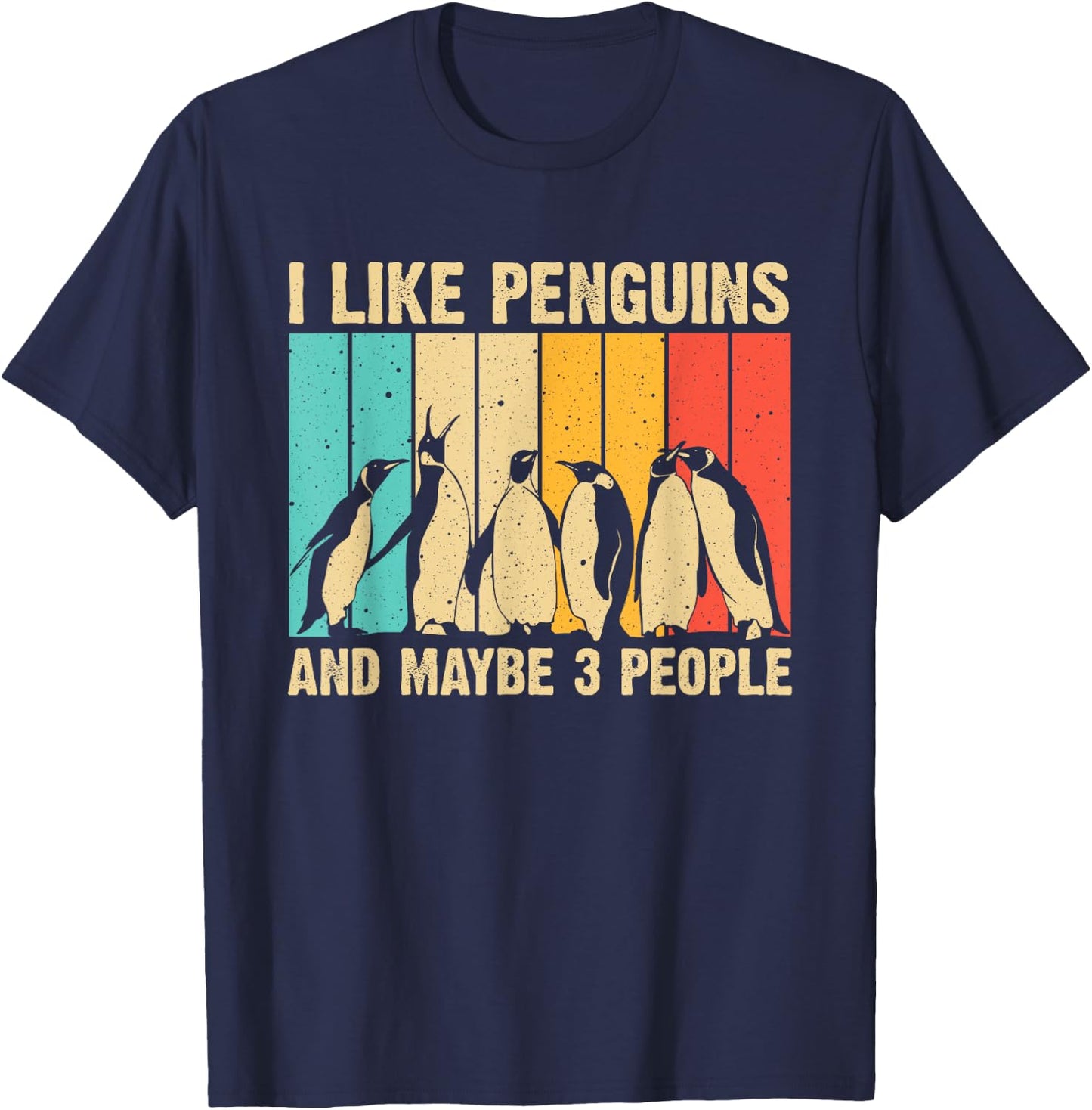 Cute Penguin Design Women Kids Retro Penguin Lover T-Shirt - T-Shirt | Navy