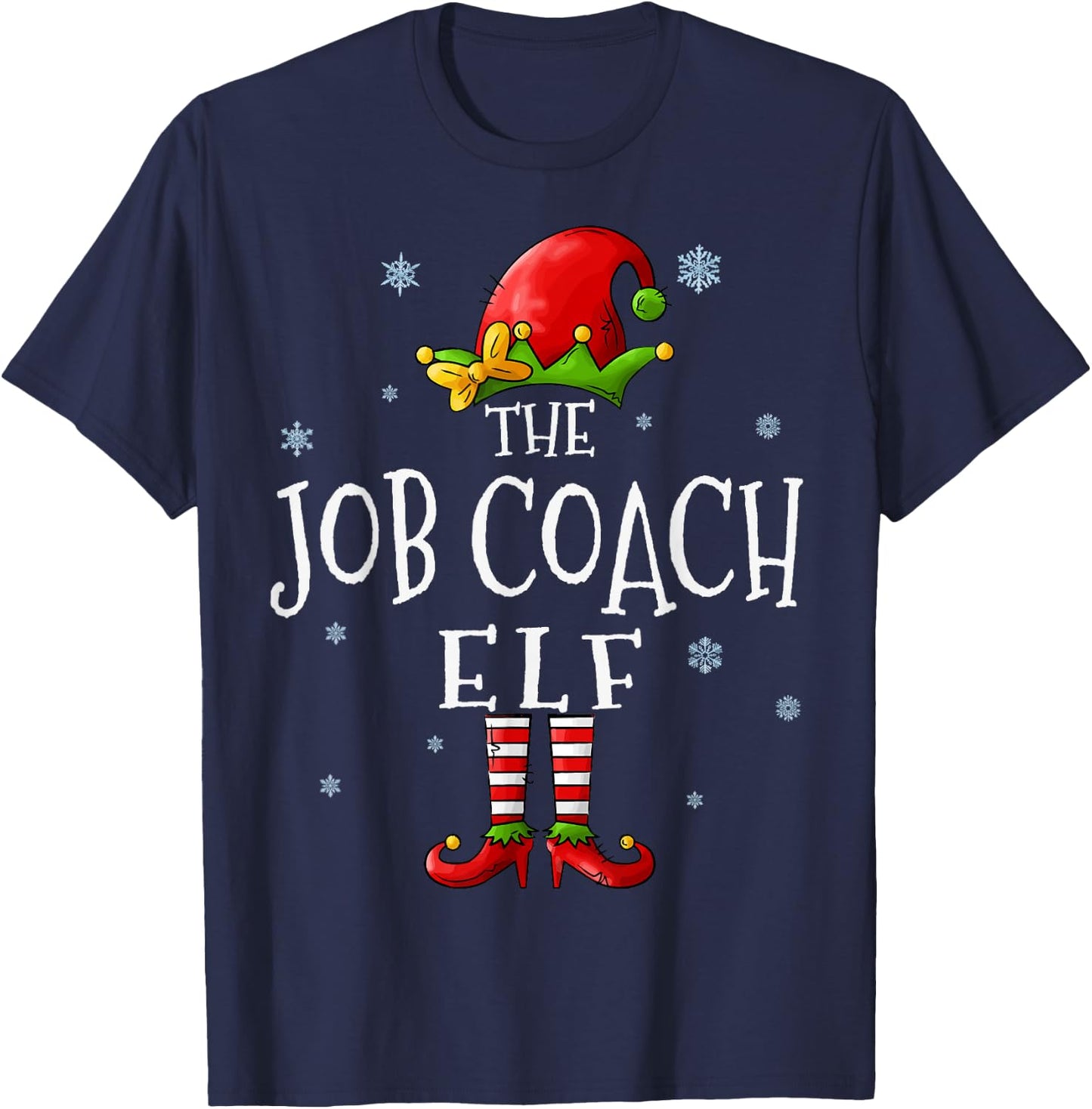 The Job Coach Elf Squad Funny Xmas Groupe Matching Christmas T-Shirt - T-Shirt | Navy