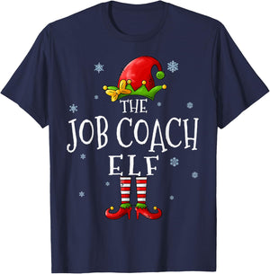 The Job Coach Elf Squad Funny Xmas Groupe Matching Christmas T-Shirt - T-Shirt | Navy