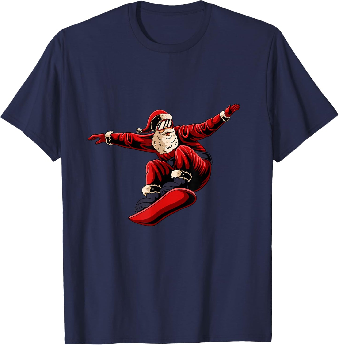 Santa Snowboarding Christmas Pajama Snowboard Sport X-Mas T-Shirt - T-Shirt | Navy