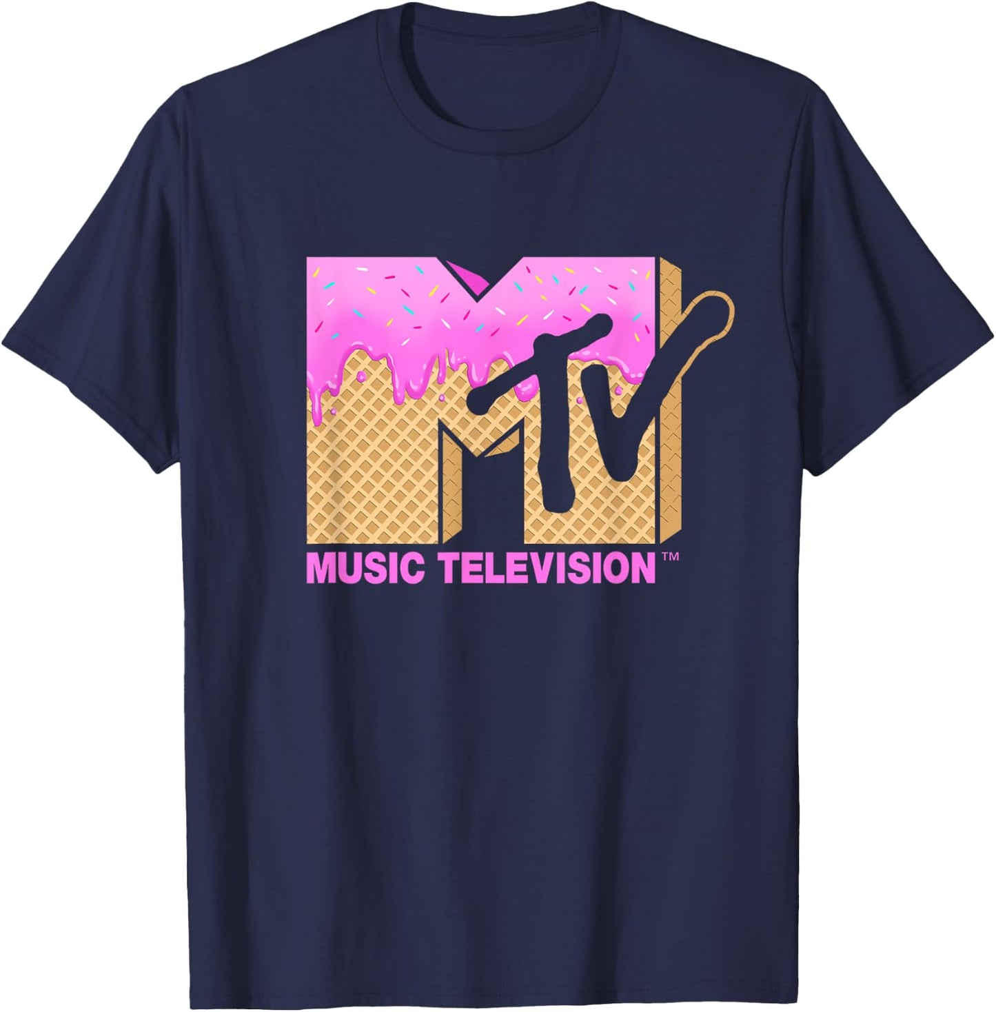 Mademark x MTV - Ice Cream MTV Logo Classic Music Television T-Shirt - T-Shirt | Navy
