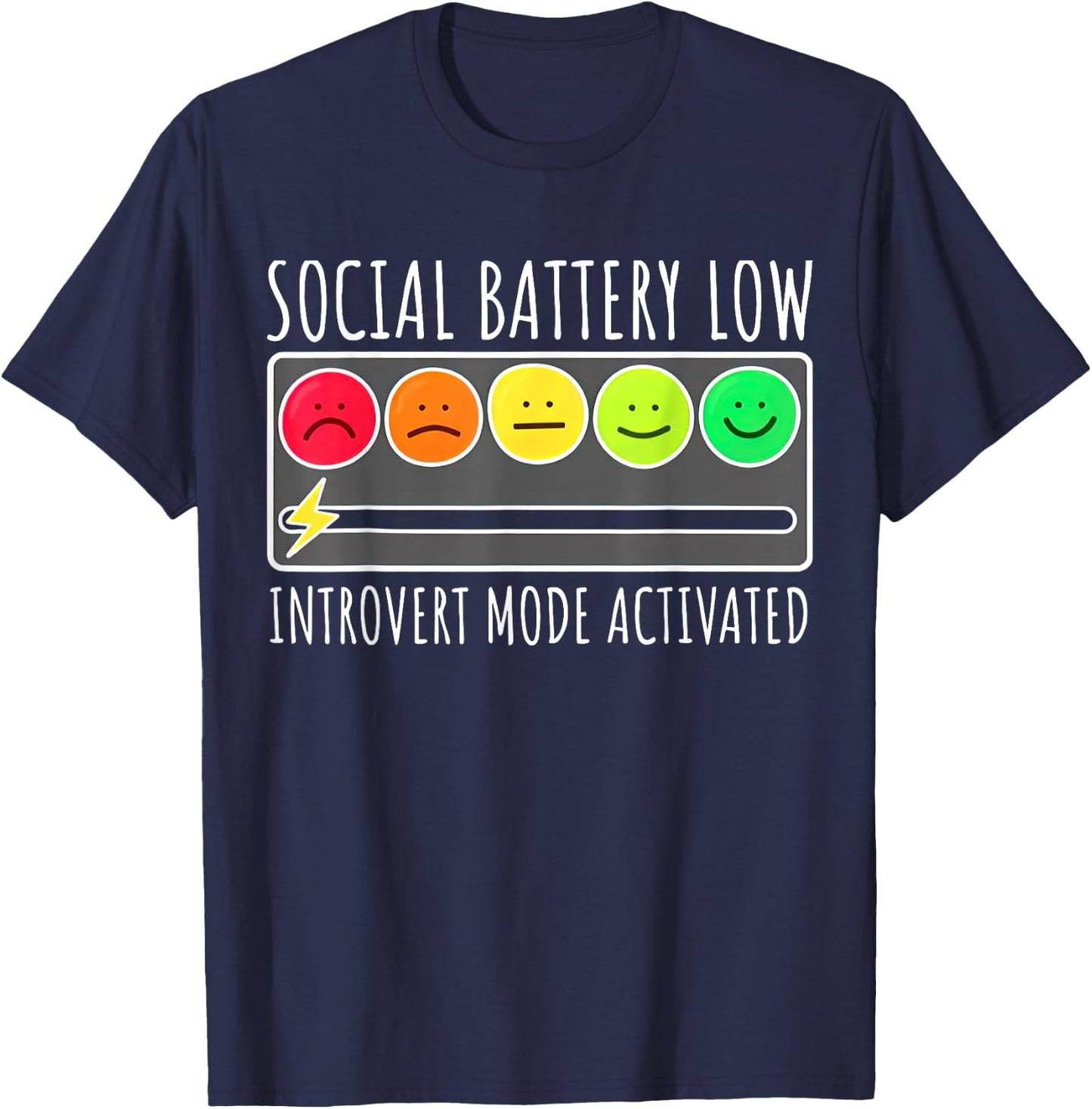 Social Battery Low Introvert Mode Activated Funny Sarcastic T-Shirt - T-Shirt | Navy