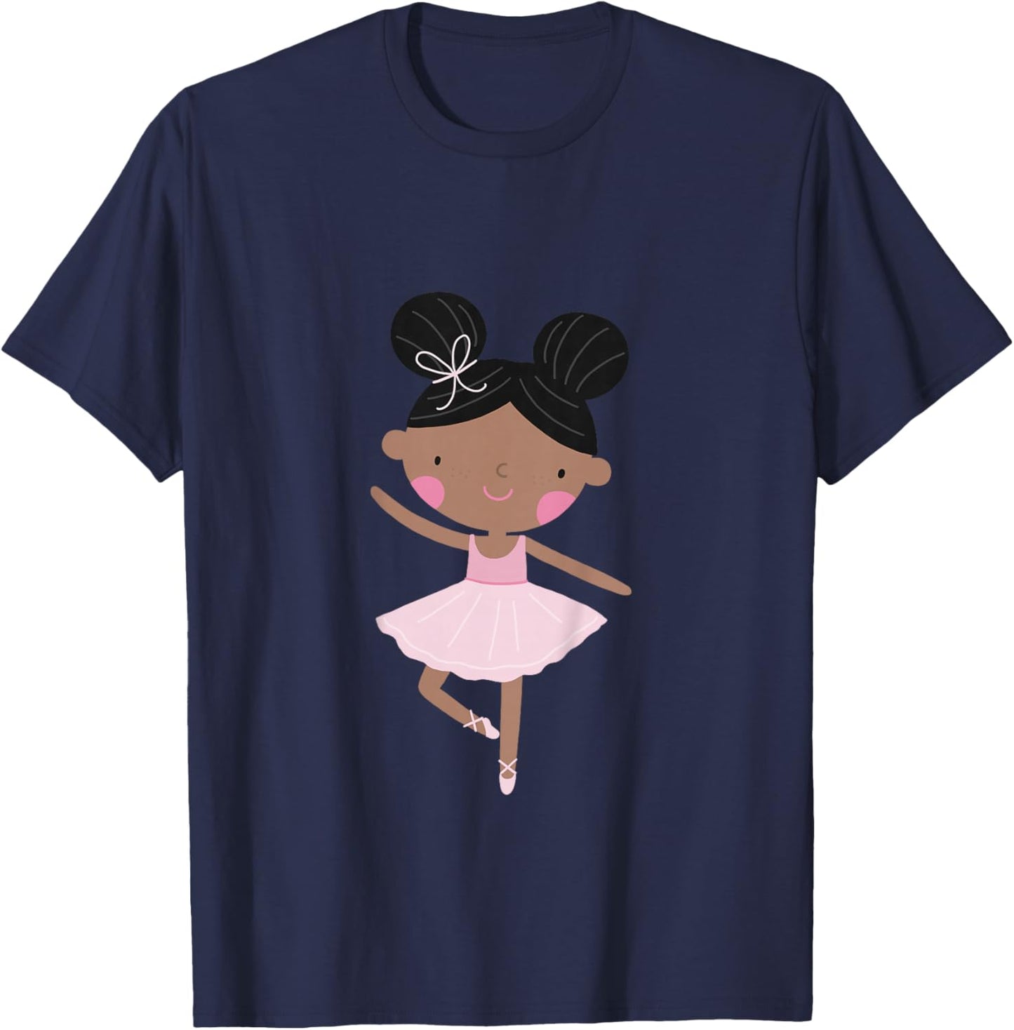 Kids Ballerina Black African American Toddler Girl Gift T-Shirt - T-Shirt | Navy