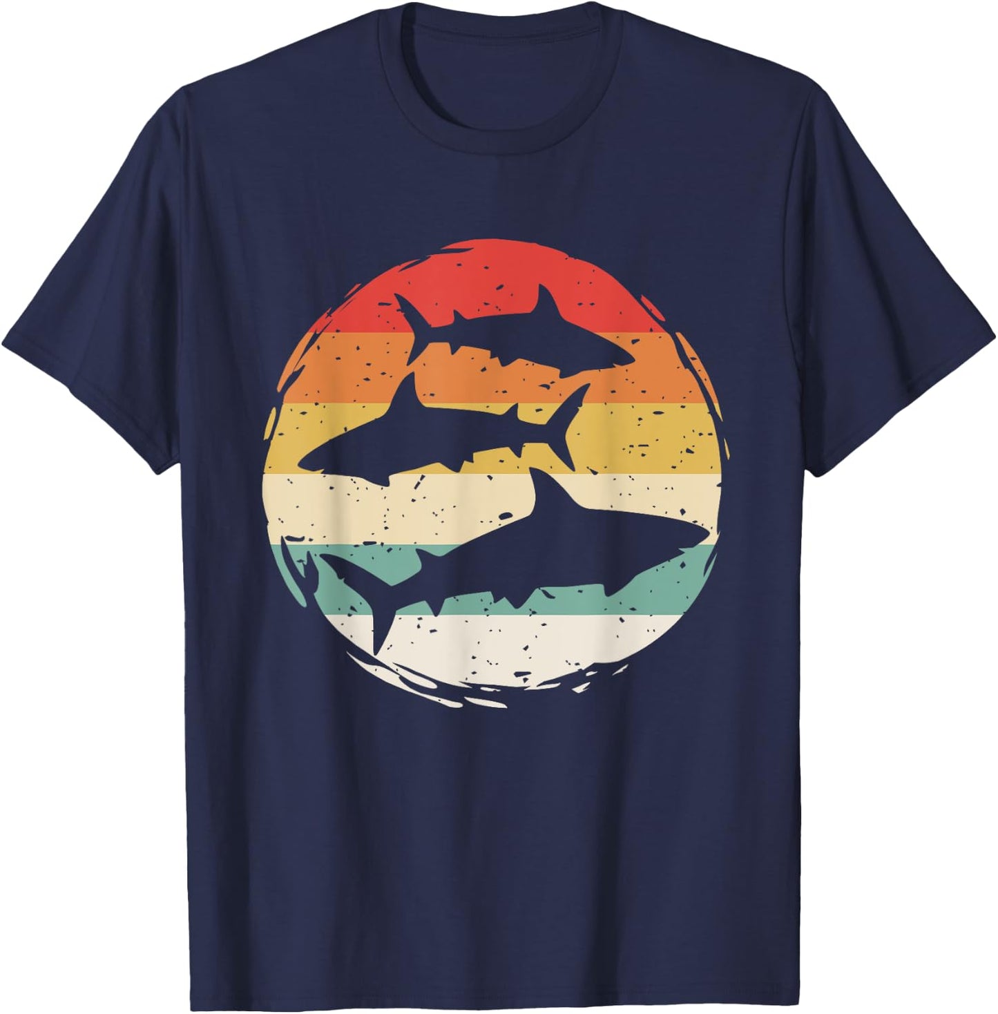 Sharks Vintage 80s Retro Clothes Shark Party in The Sea T-Shirt - T-Shirt | Navy