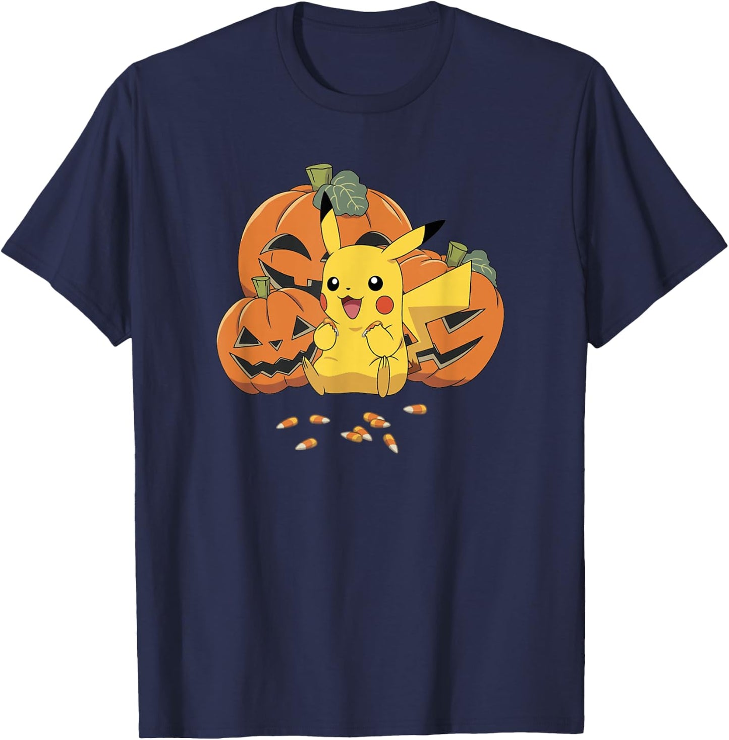Pokémon Halloween Pikachu Cute Pumpkin Candy Corn T-Shirt - T-Shirt | Navy