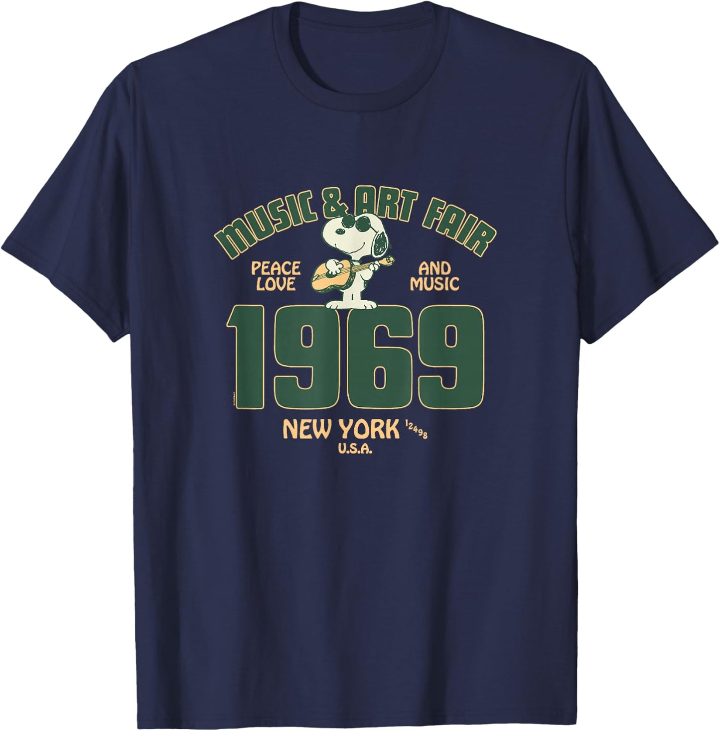 Peanuts - Snoopy 1969 Music And Art T-Shirt - T-Shirt | Navy