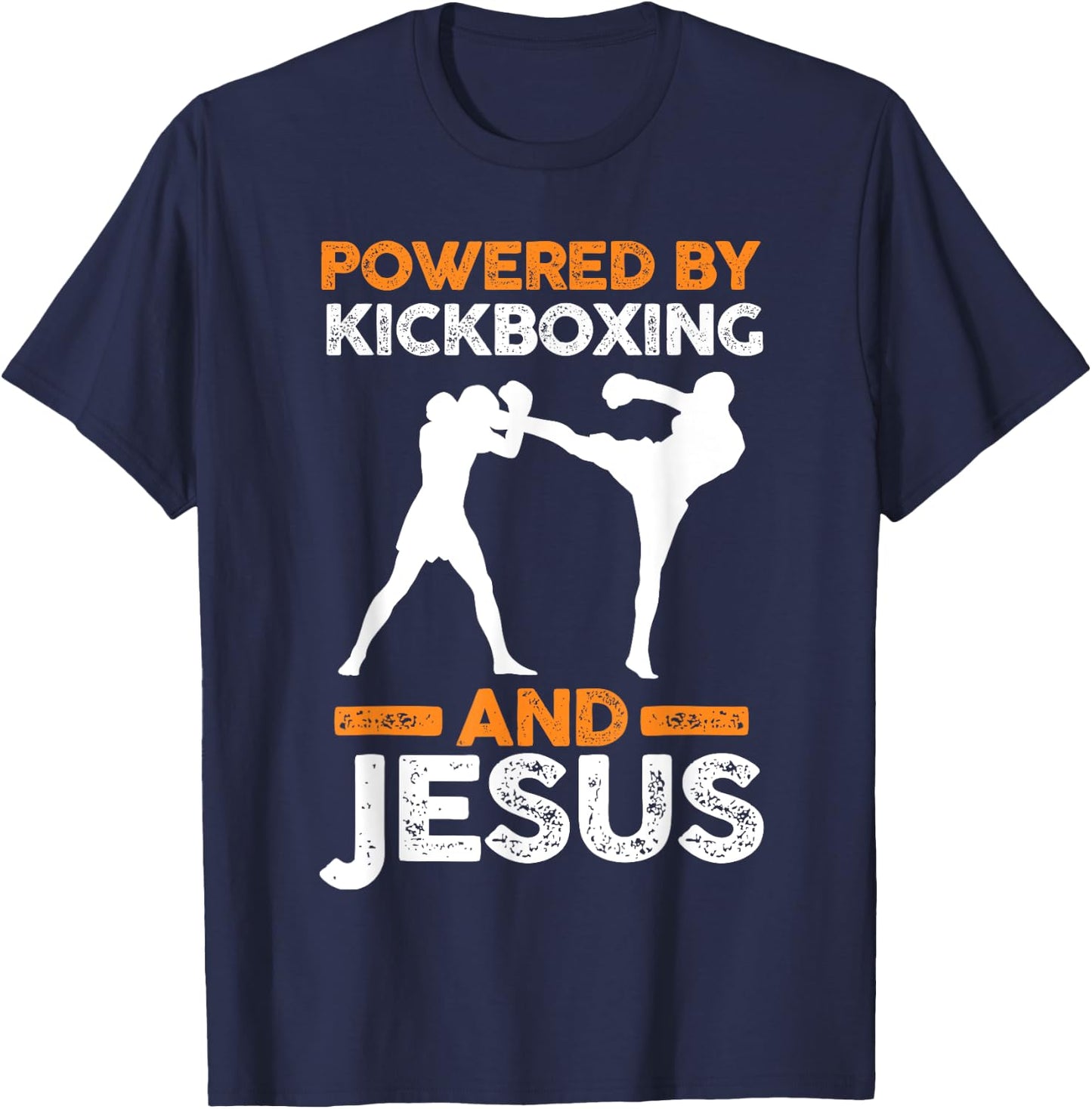 Powered by Kickboxing and Jesus T-Shirt - T-Shirt | Navy