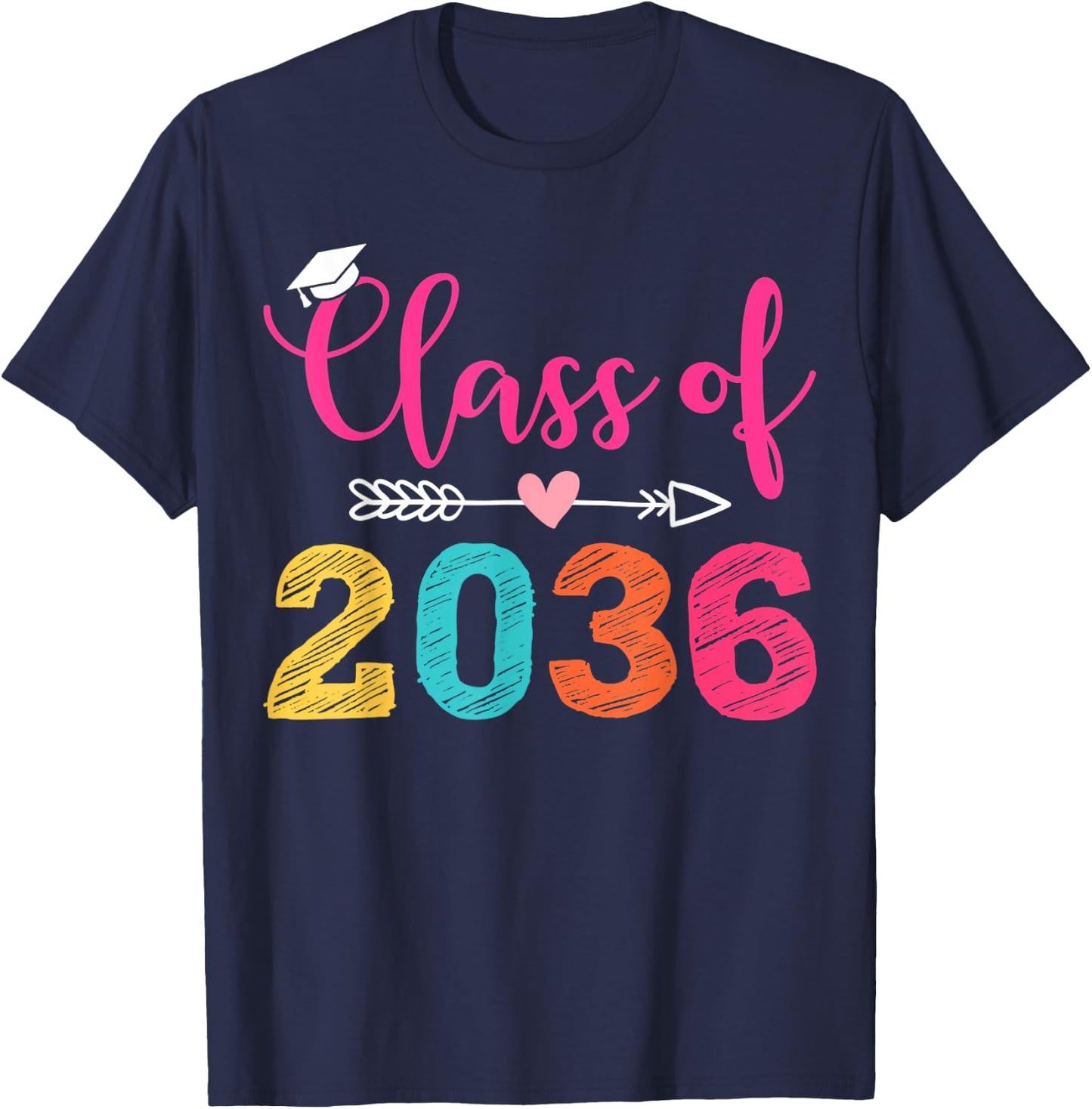 Class of 2036 Grow With Me Graduation T-Shirt - T-Shirt | Navy