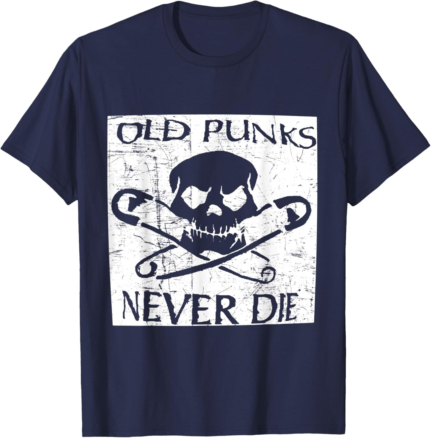 Punk Rock Fans Old Punks Never Die Vintage Distressed Music T-Shirt - T-Shirt | Navy