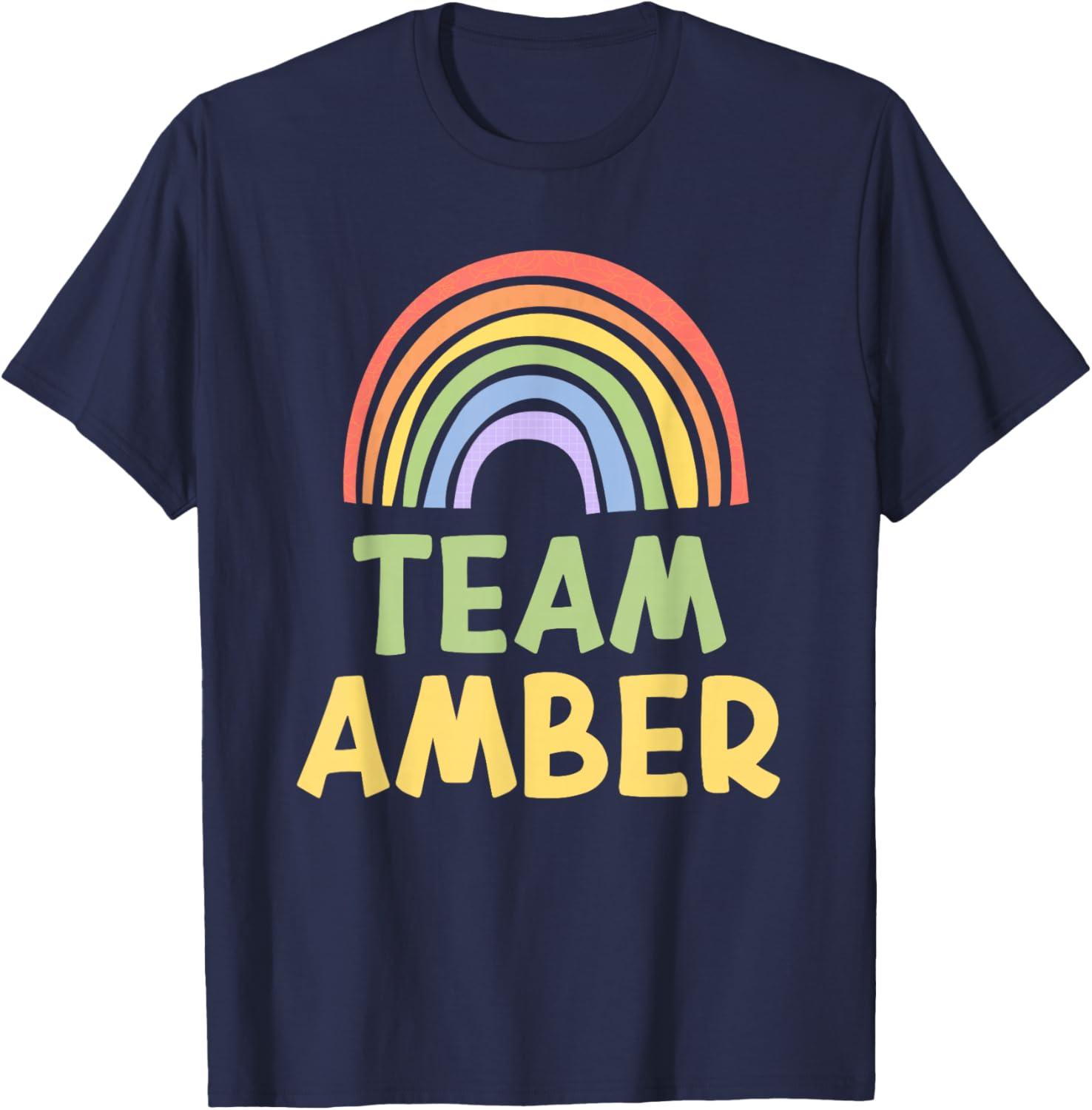 Happy Colorful Team Amber Rainbow Pride Green Yellow T-Shirt - T-Shirt | Navy
