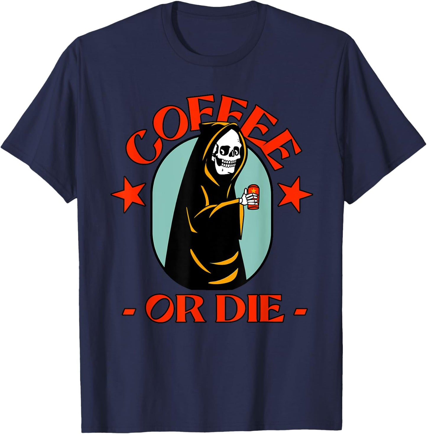 Funny COFFEE or DIE Scary Halloween T-Shirt - T-Shirt | Navy