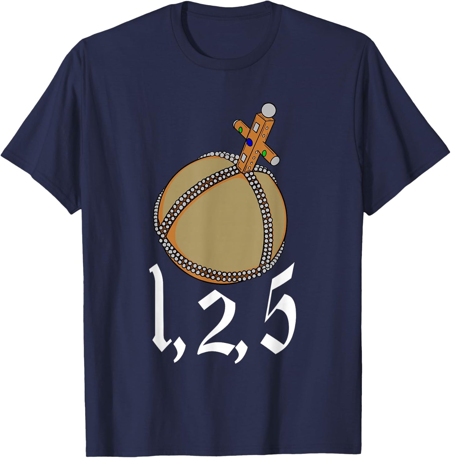 Meta Cortex The Holy Hand Grenade of Antioch - 1,2,5 Quote -Adults Black Cotton 60% Polyester 40% Short Sleeve Classic Fit Collarless Modern T-Shirt - T-Shirt | Navy