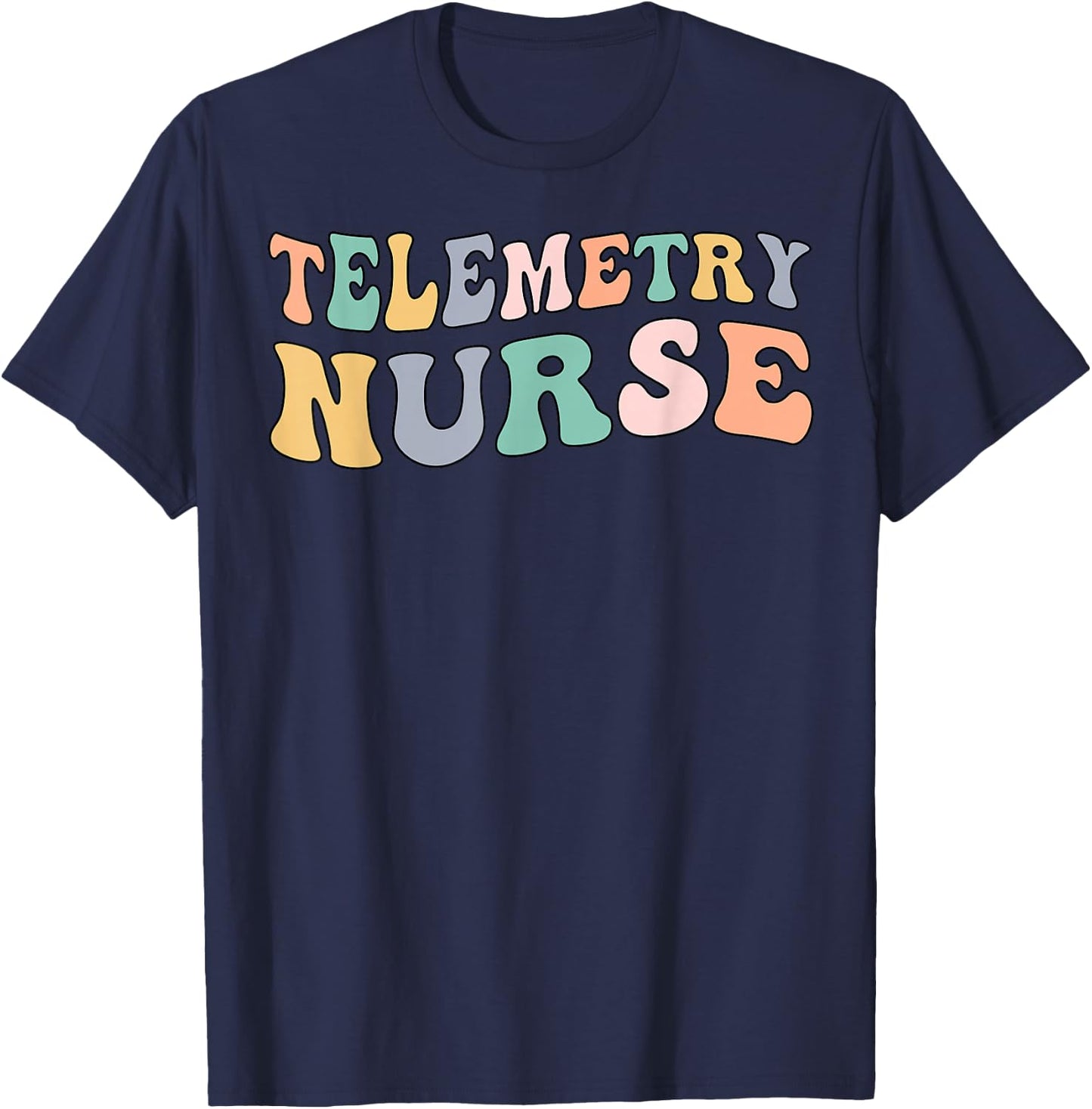 Groovy Telemetry Nurse Telemetry Unit T-Shirt - T-Shirt | Navy