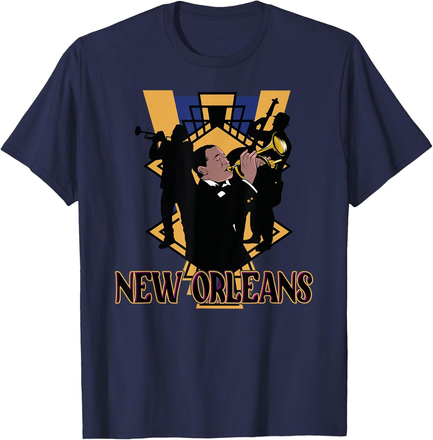 Jazz Music New Orleans Louisiana Jazz Festival Souvenir T-Shirt - T-Shirt | Navy