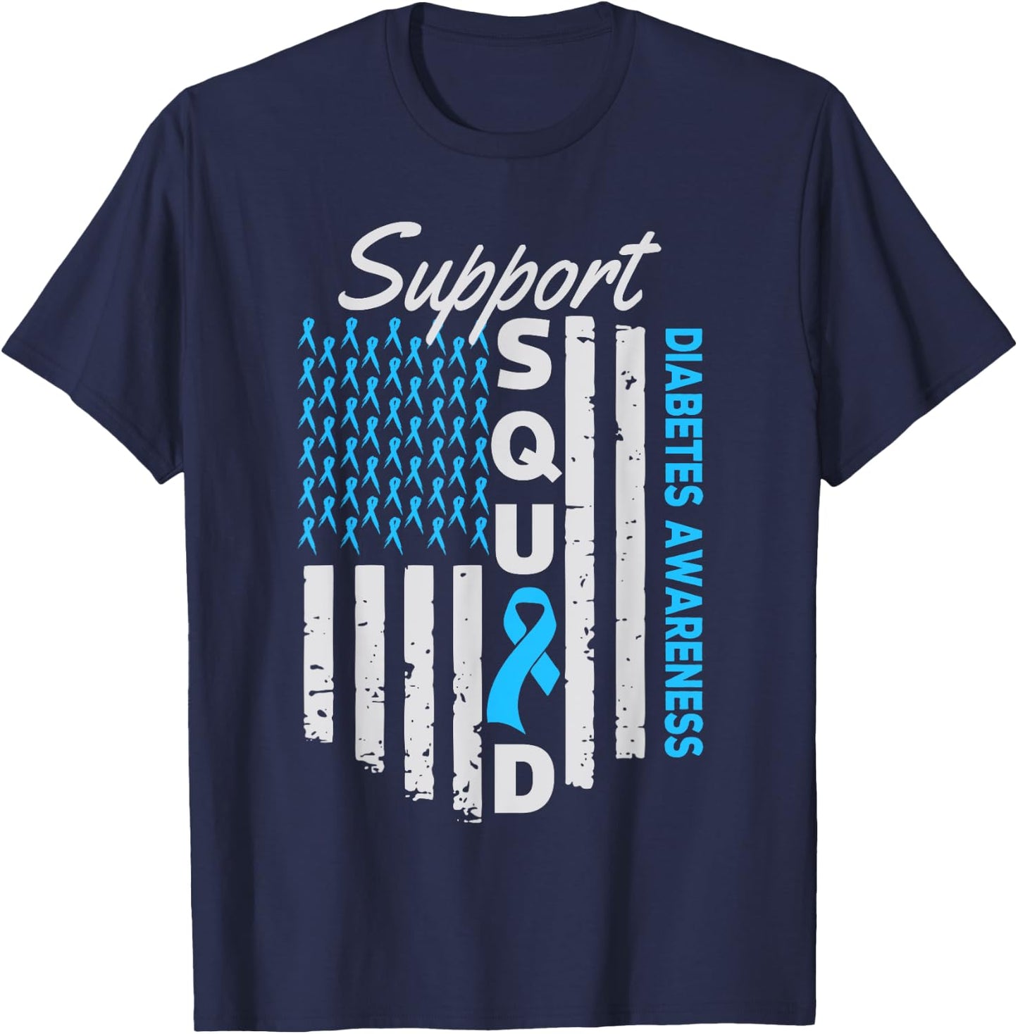 Support Squad USA Flag Type 2 Type 1 Diabetes Awareness Kids Men T-Shirt - T-Shirt | Navy