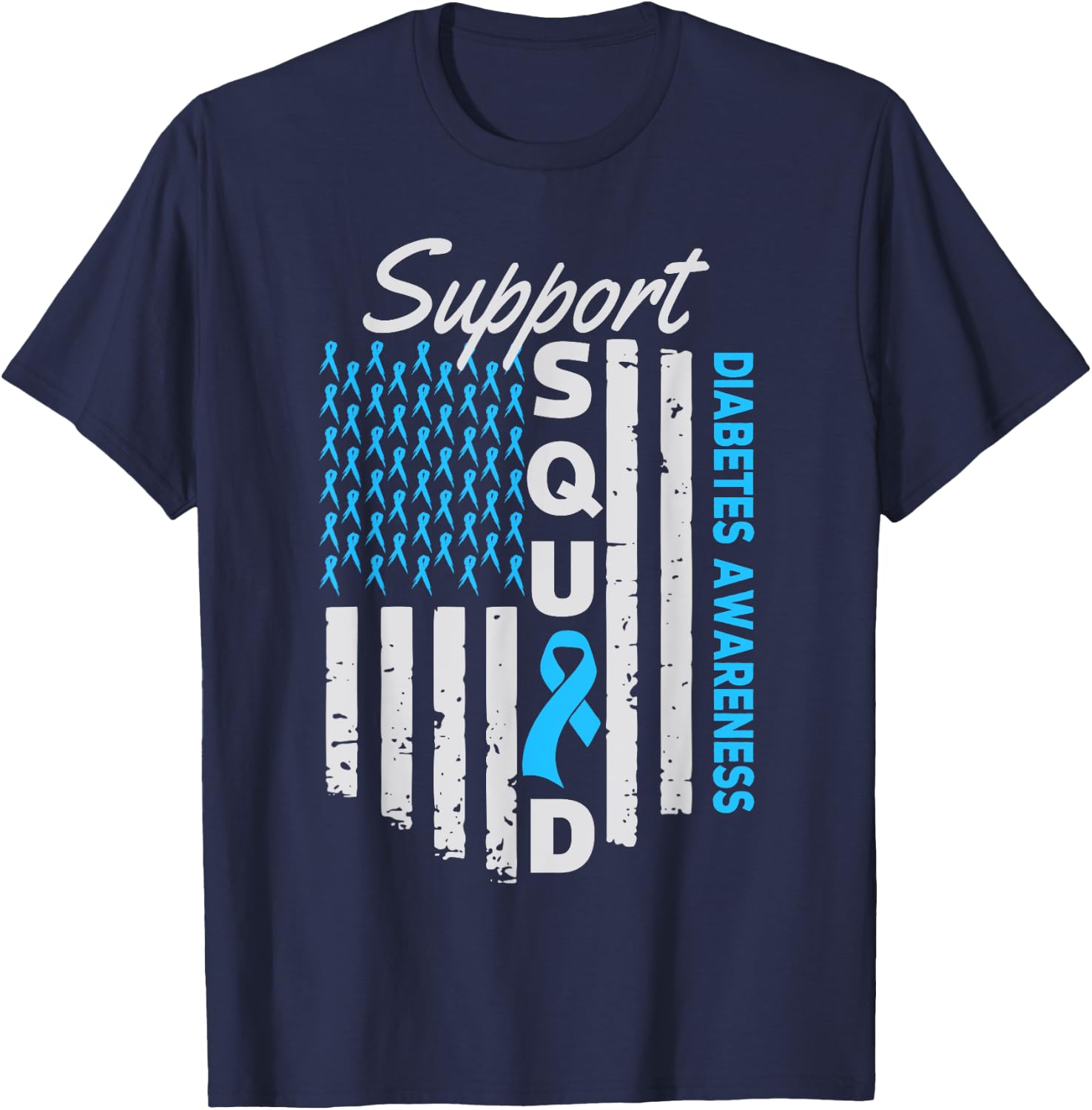 Support Squad USA Flag Type 2 Type 1 Diabetes Awareness Kids Men T-Shirt - T-Shirt | Navy