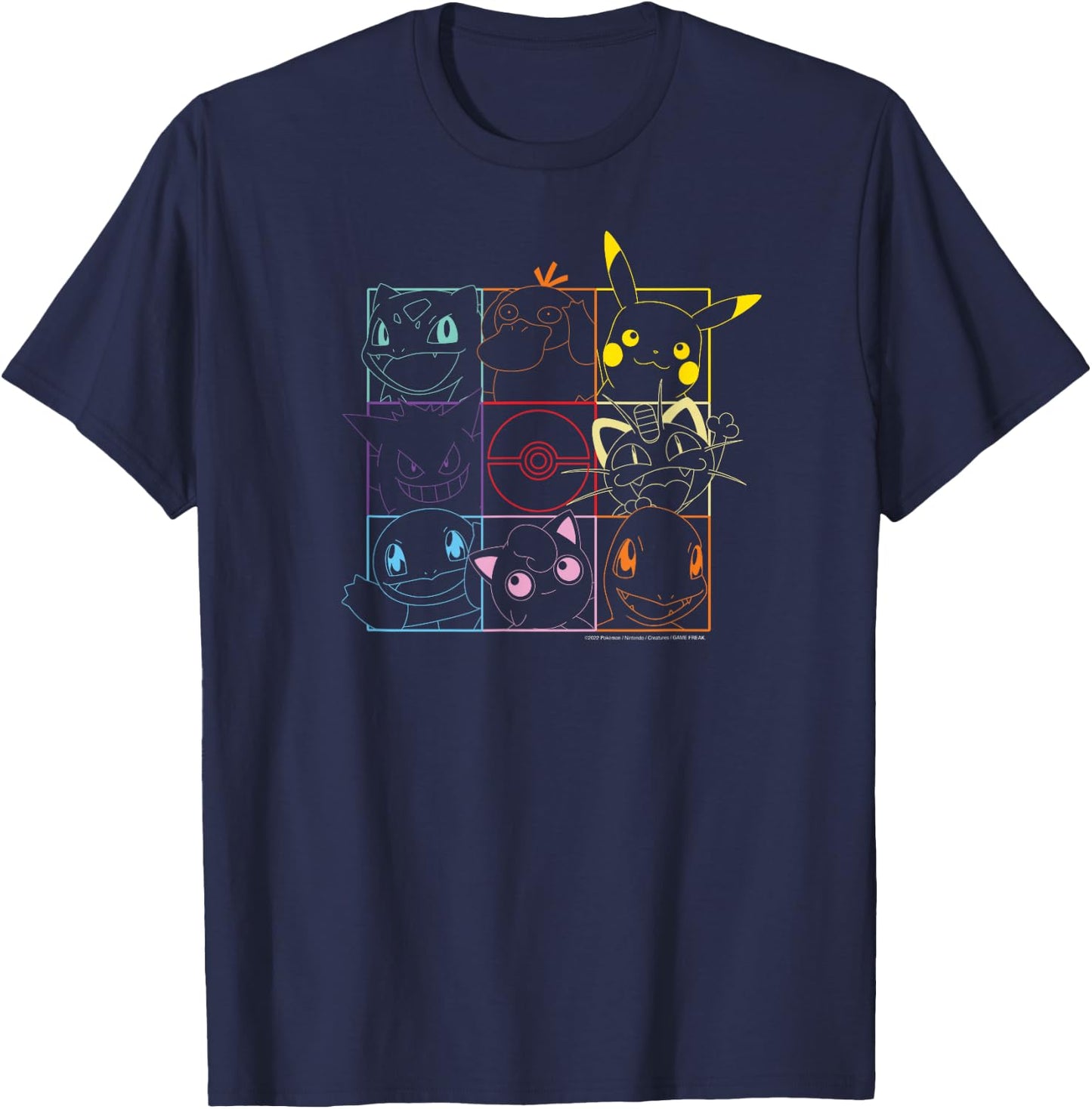 Pokemon -Adults Black Cartoon Graphic T-Shirt - T-Shirt | Navy