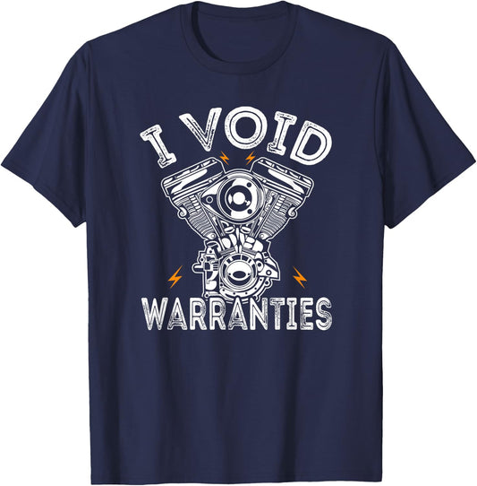Funny I Void Warranties Motorcycle T-Shirt - T-Shirt | Navy