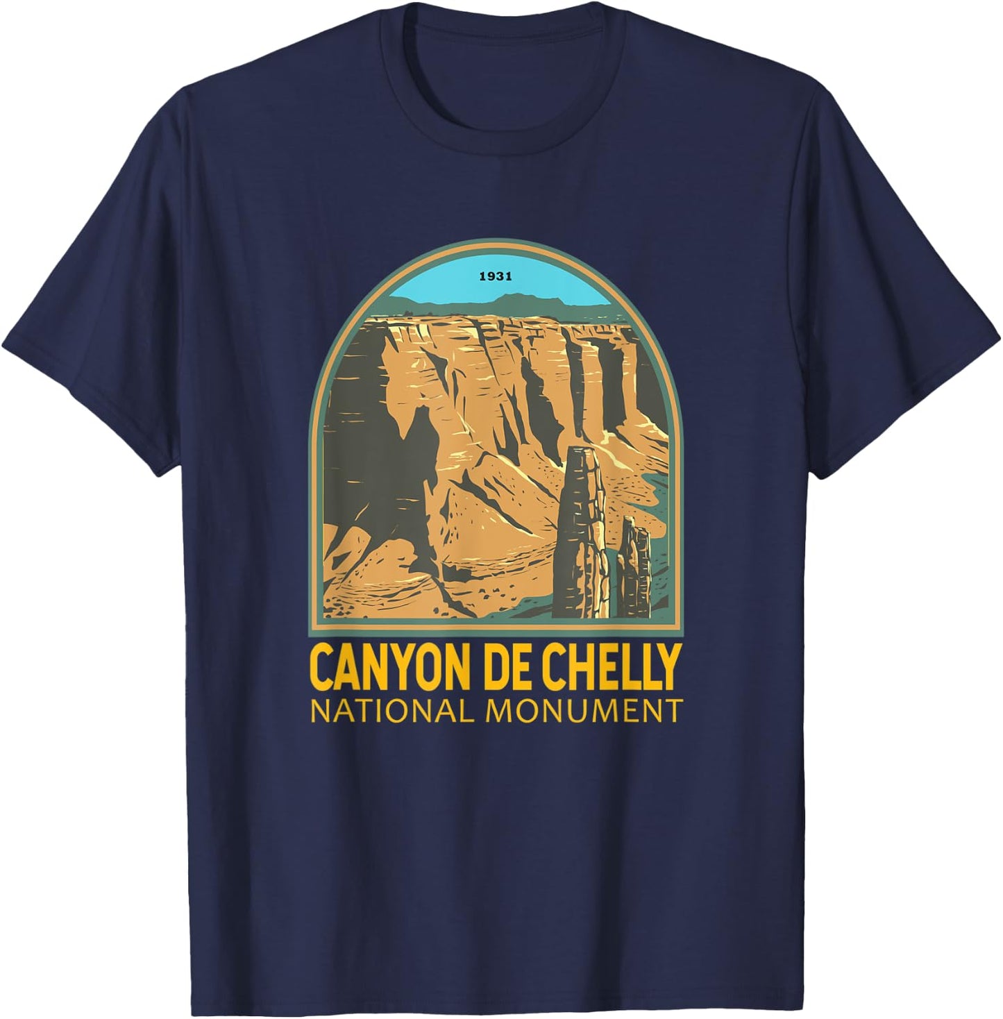 Canyon de Chelly National Monument Arizona Emblem Vintage T-Shirt - T-Shirt | Navy