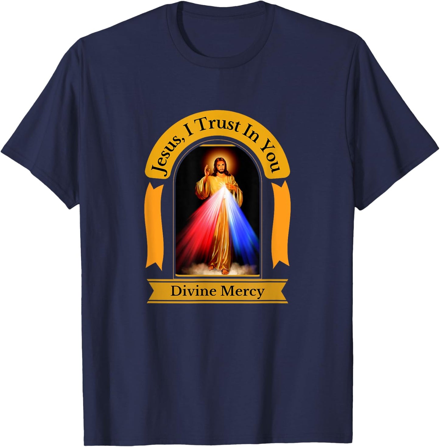 Divine Mercy Jesus I Trust In You Catholic T-Shirt - T-Shirt | Navy