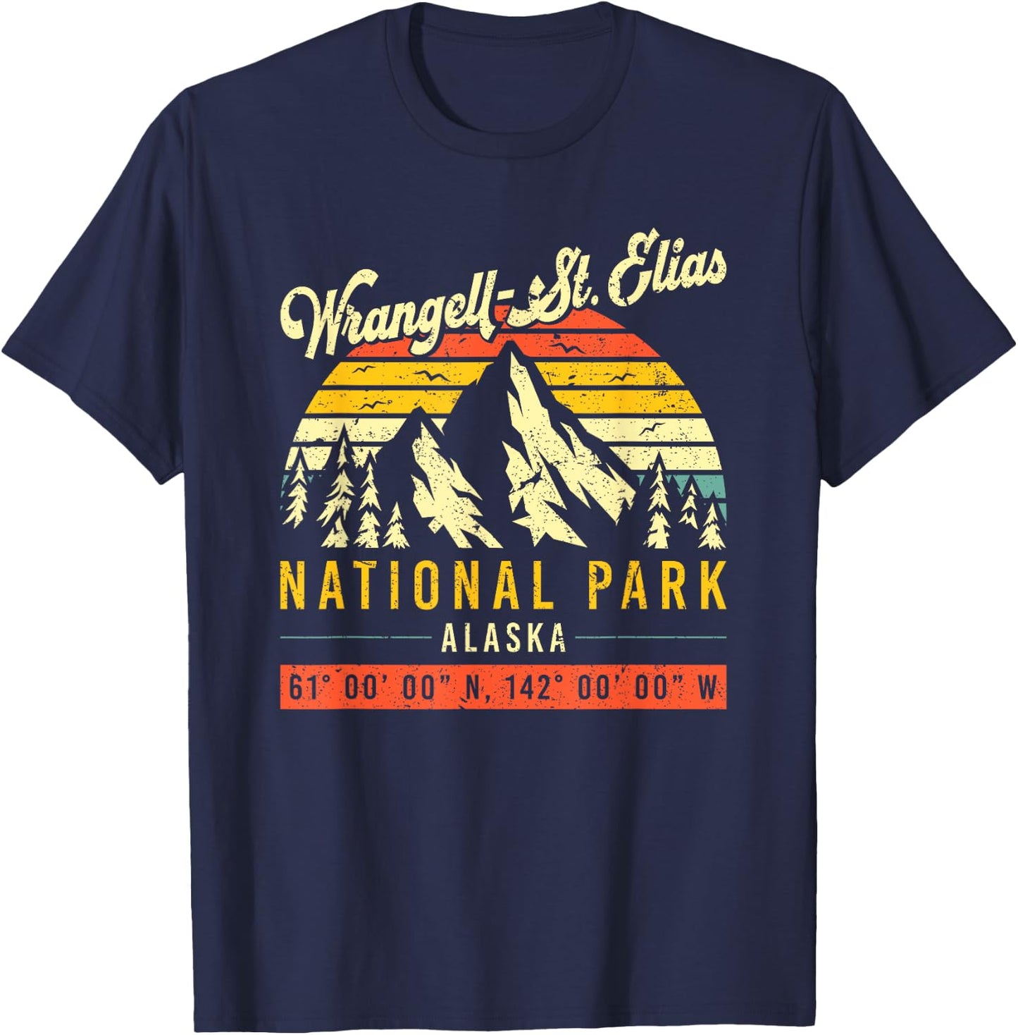 Wrangell St. Elias Vintage Retro Alaska National Park T-Shirt - T-Shirt | Navy