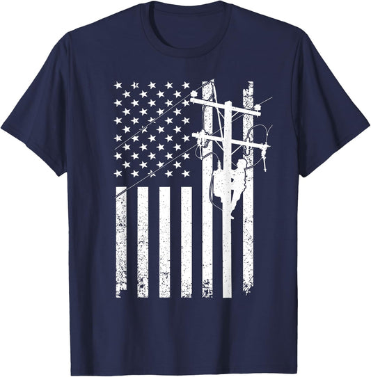 Lineman Gift Journeyman Lineman Accessories Stuff Cool Lineman Design Women Kids Electrical Lineman T-Shirt - T-Shirt | Navy