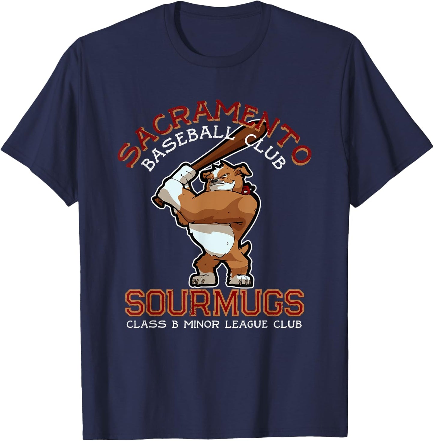 Sacramento Sourmugs Minor League Retro Baseball Team T-Shirt - T-Shirt | Navy