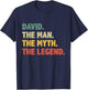 David The Man The Myth The Legend - Vintage Gift David T-Shirt - T-Shirt | Navy