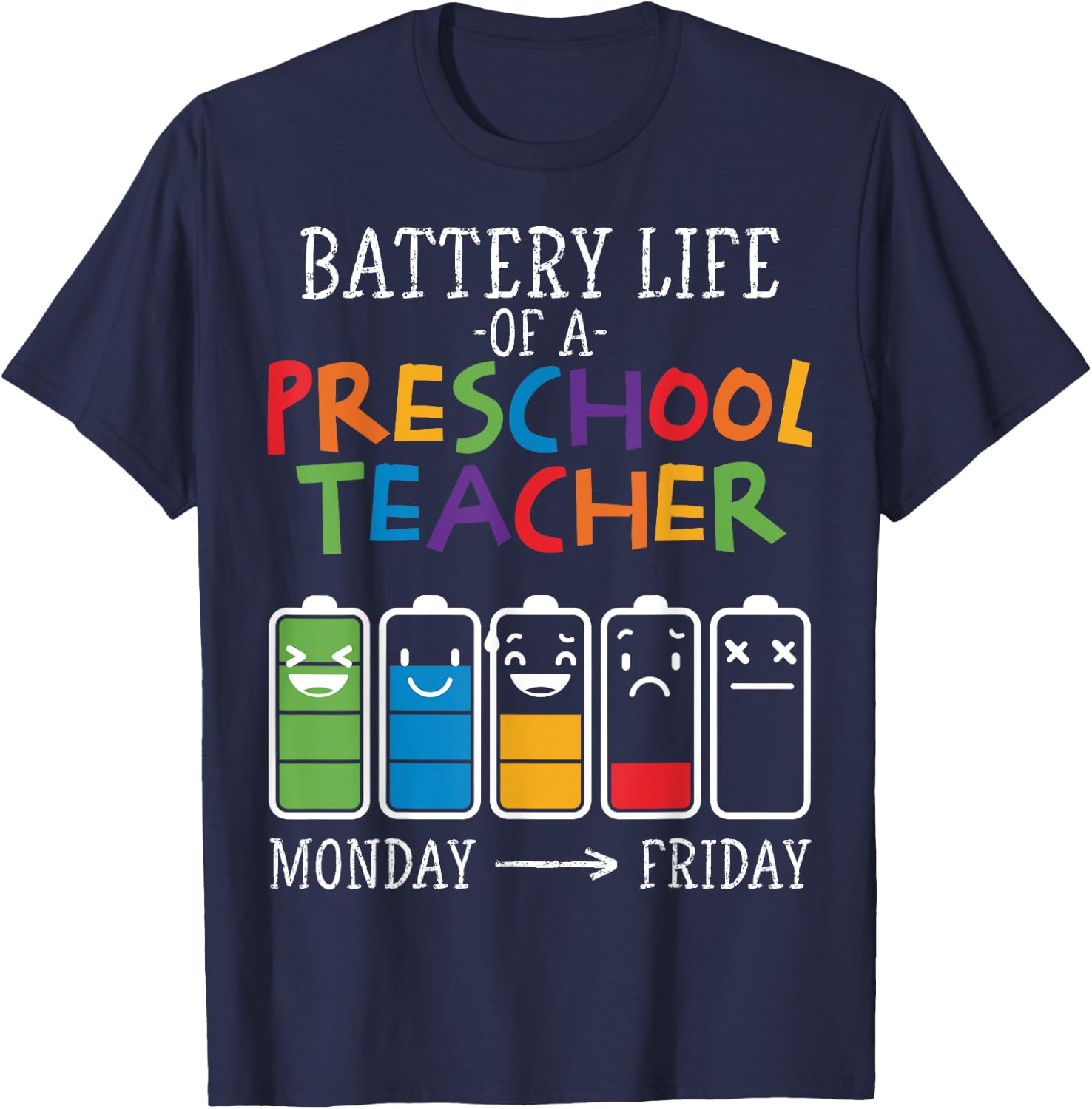 Battery Life of a Preschool teacher Women T-Shirt - T-Shirt | Navy