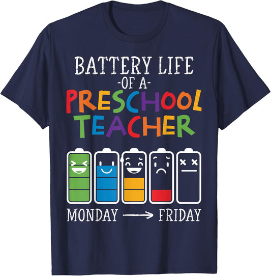 Battery Life of a Preschool teacher Women T-Shirt - T-Shirt | Navy