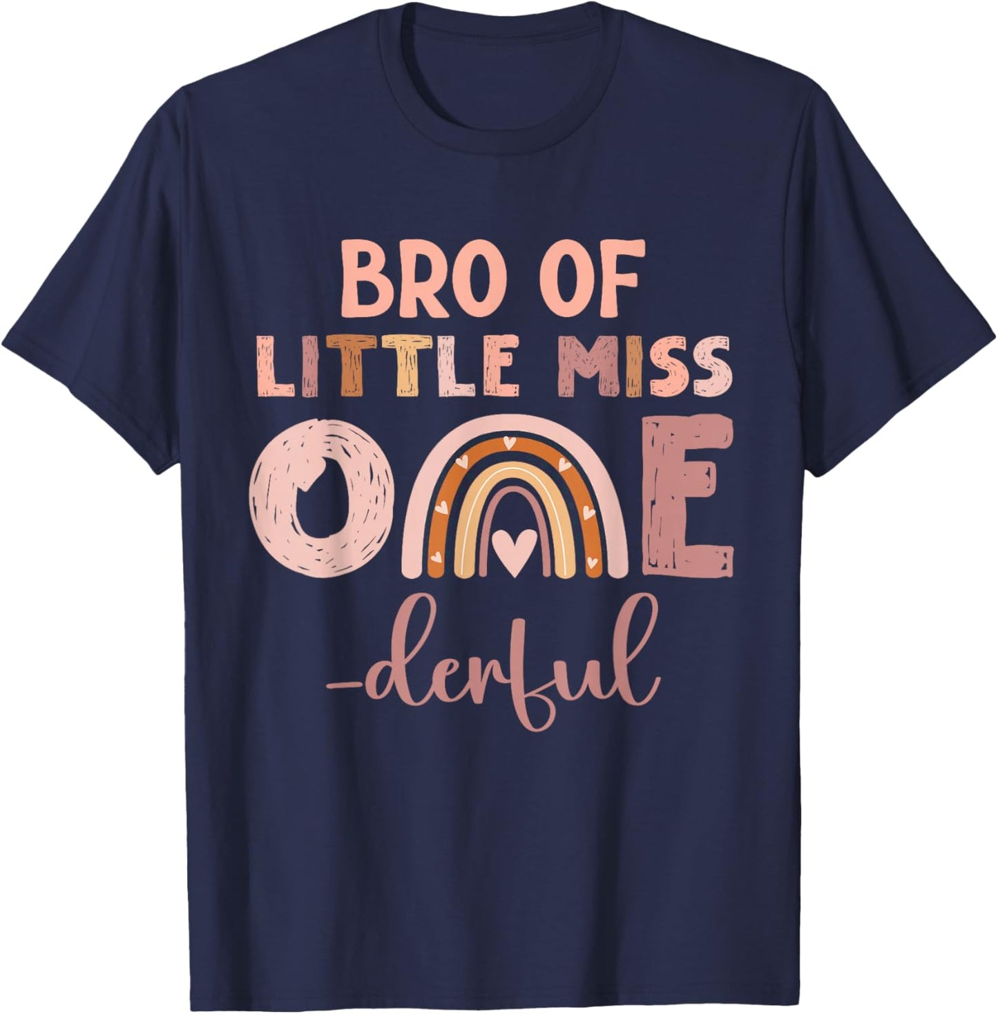 Boho Bro of Miss Onederful 1st Birthday Girl Cute T-Shirt - T-Shirt | Navy