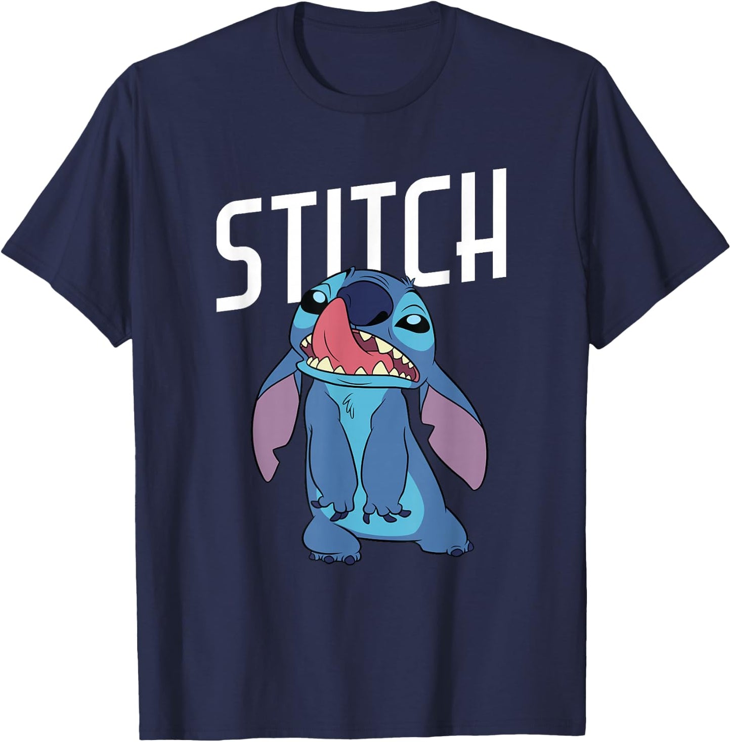 Disney Lilo & Stitch Silly Face Stitch Licking His Nose T-Shirt - T-Shirt | Navy