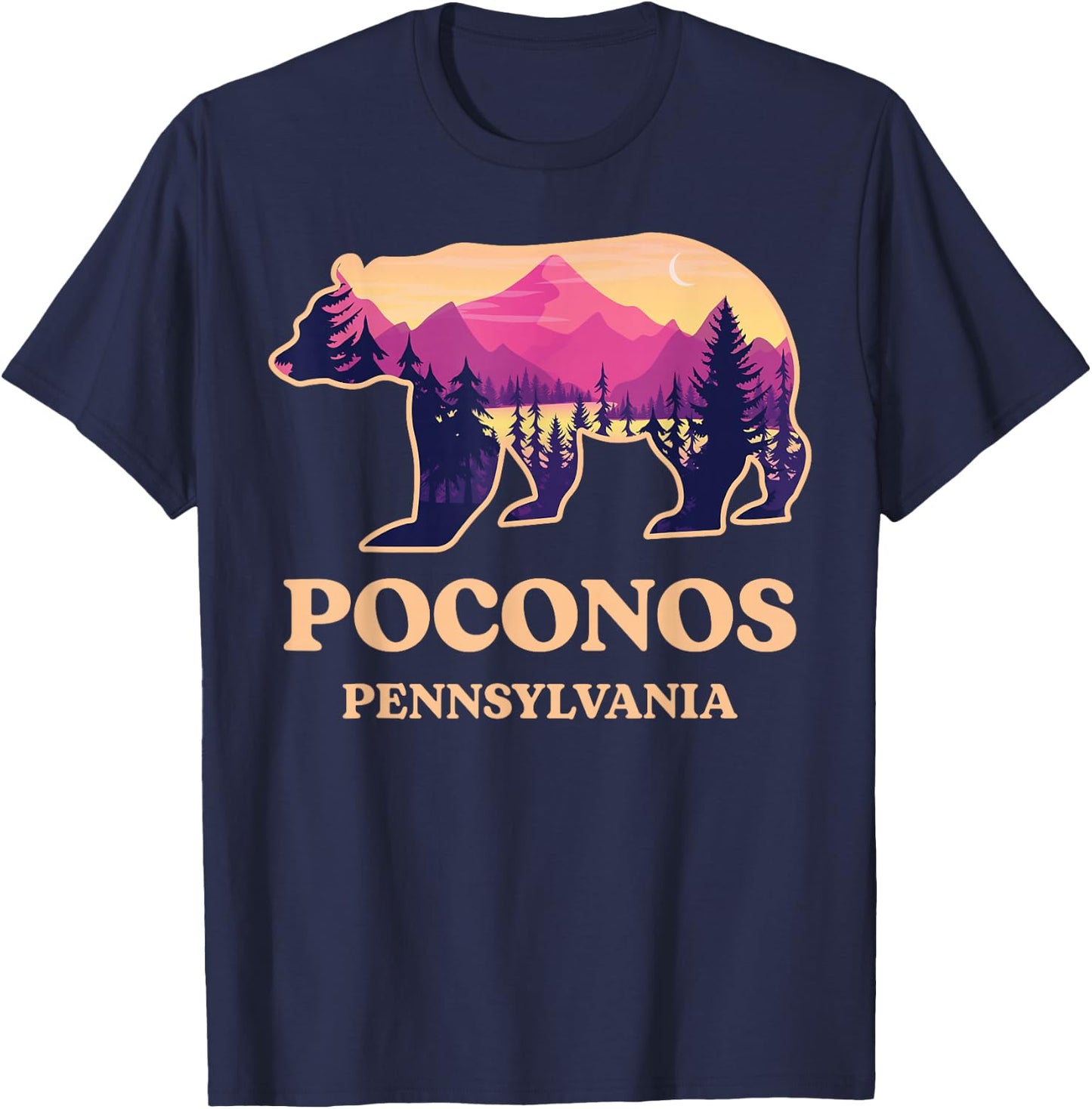 Poconos Mountains Pennsylvania Pa Bear Hiking Souvenirs T-Shirt - T-Shirt | Navy