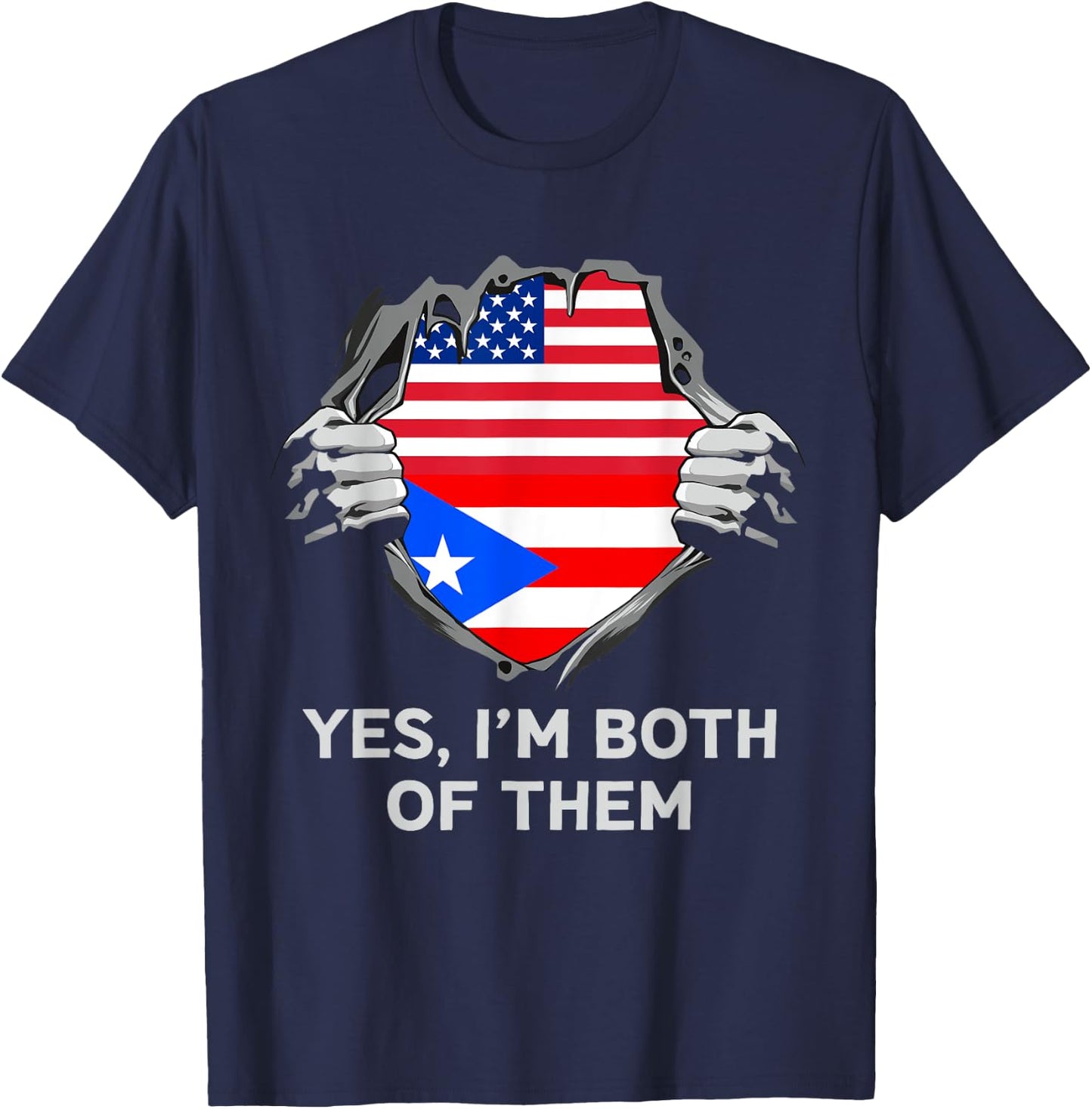 Half American Half Puerto Rican USA Puerto Rico Flag T-Shirt - T-Shirt | Navy