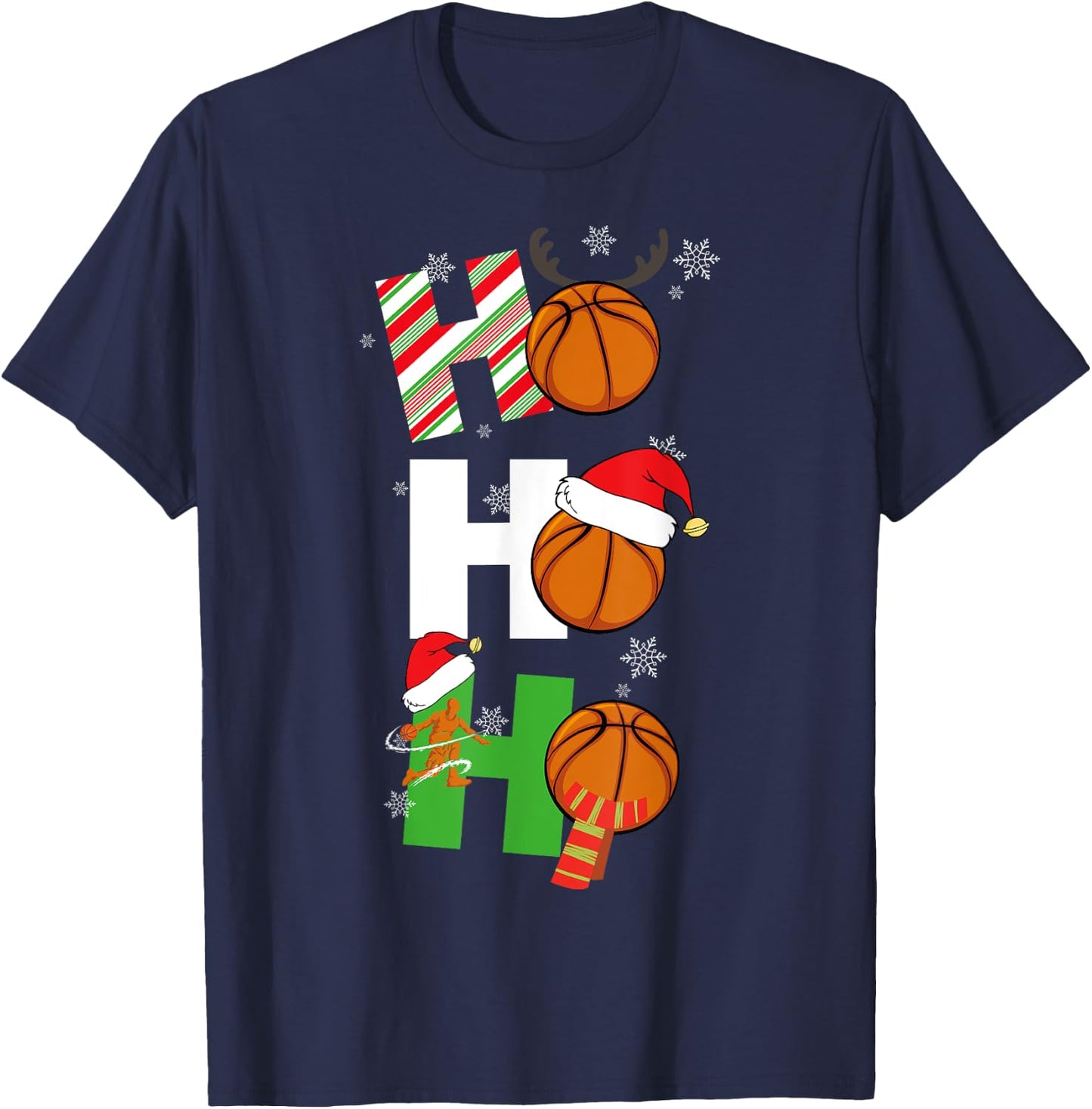 Funny Christmas Basketball Pajamas Player Matching Coach Men T-Shirt - T-Shirt | Navy