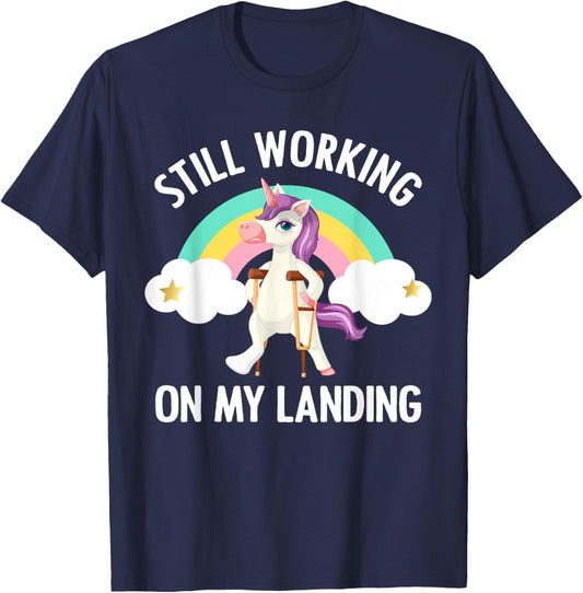 Funny Unicorn Broken Leg Art For Kids Toddlers Injured Foot T-Shirt - T-Shirt | Navy