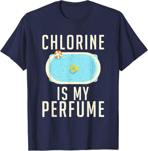 Chlorine is my Perfume Water Ocean Pool Swim T-Shirt - T-Shirt | Navy
