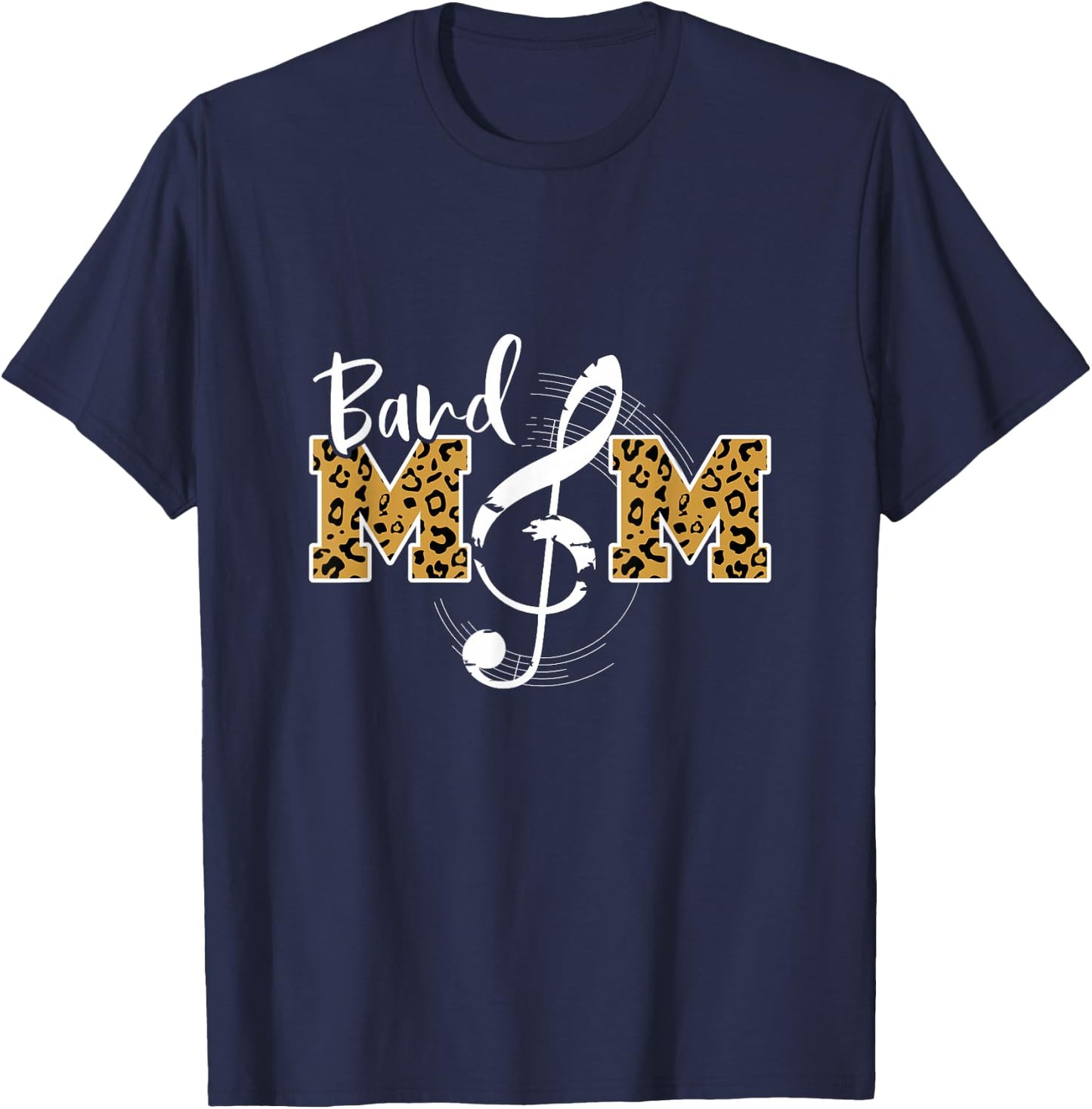 Band Mom Leopard Print Musical Marching Band Mother's Day T-Shirt - T-Shirt | Navy
