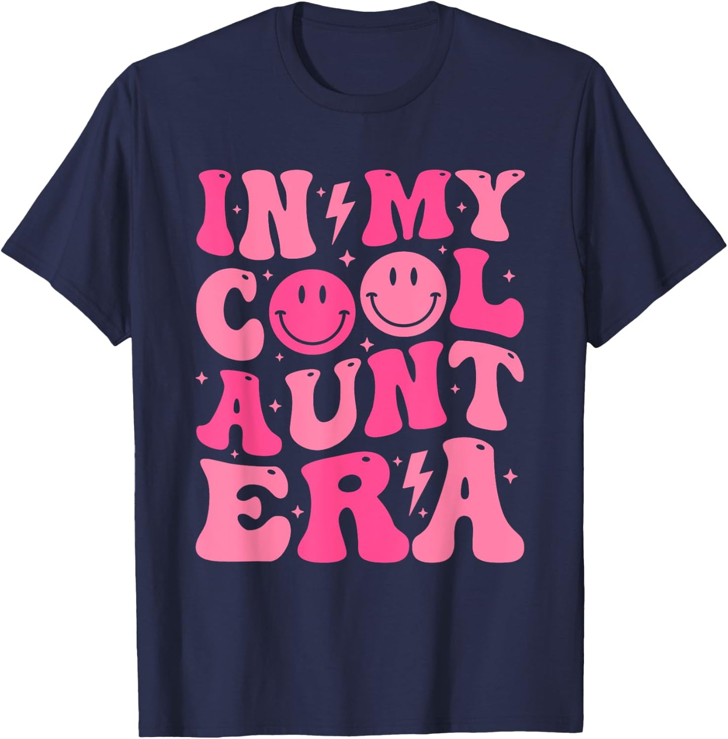 In My Cool Aunt Era Retro Groovy Funny Aunt Mothers Day T-Shirt - T-Shirt | Navy