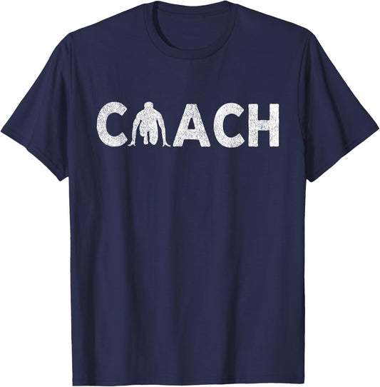 Track And Field Coach Sports Coaching Retro T-Shirt - T-Shirt | Navy
