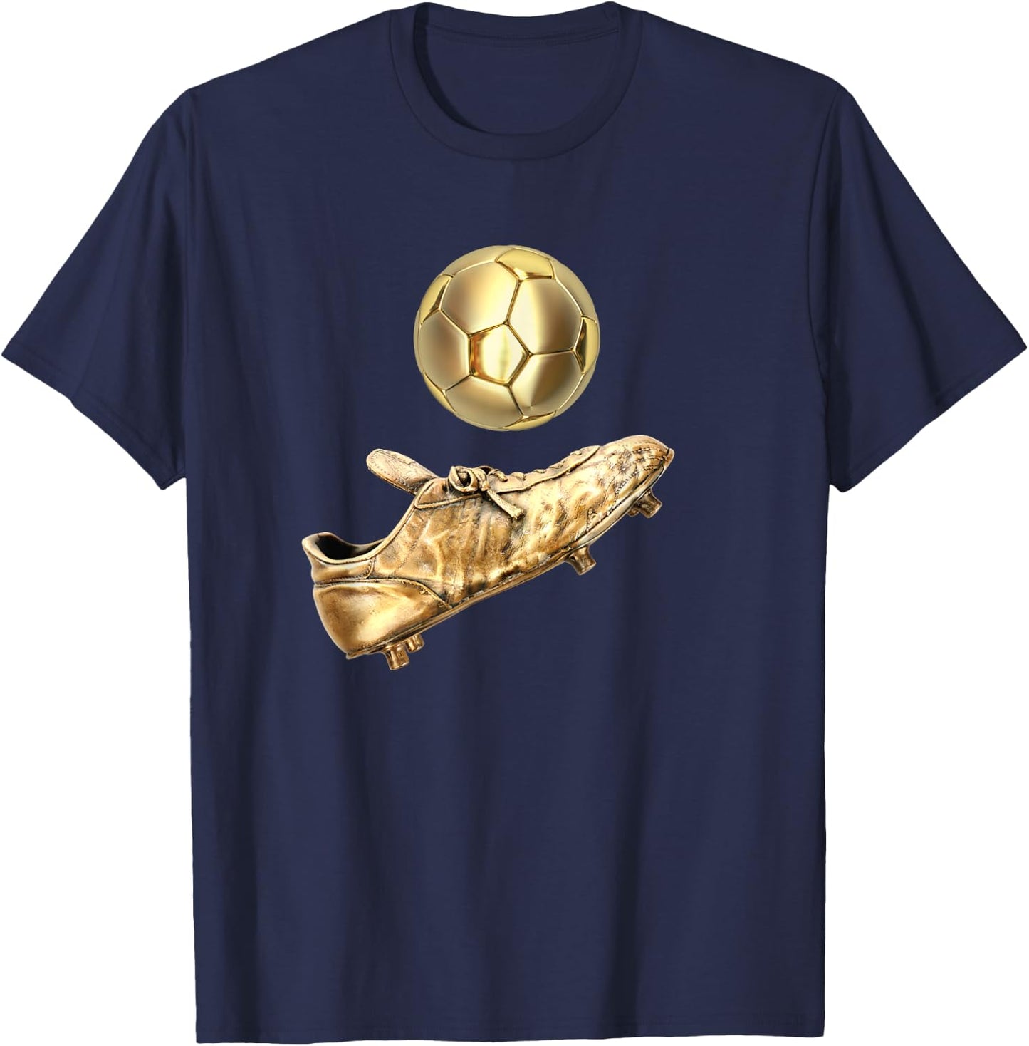 Gold Soccer Ball-Retro Vintage Style Soccer Player Cleats T-Shirt - T-Shirt | Navy