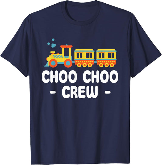 Choo Choo Crew Railway Train Birthday T-Shirt - T-Shirt | Navy