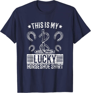 Horseshoe pitching lucky shirt horseshoe throwing design T-Shirt - T-Shirt | Navy