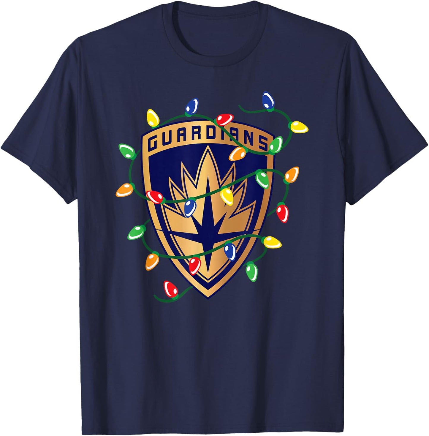Marvel Guardians of The Galaxy Logo Holiday Christmas Lights T-Shirt - T-Shirt | Navy