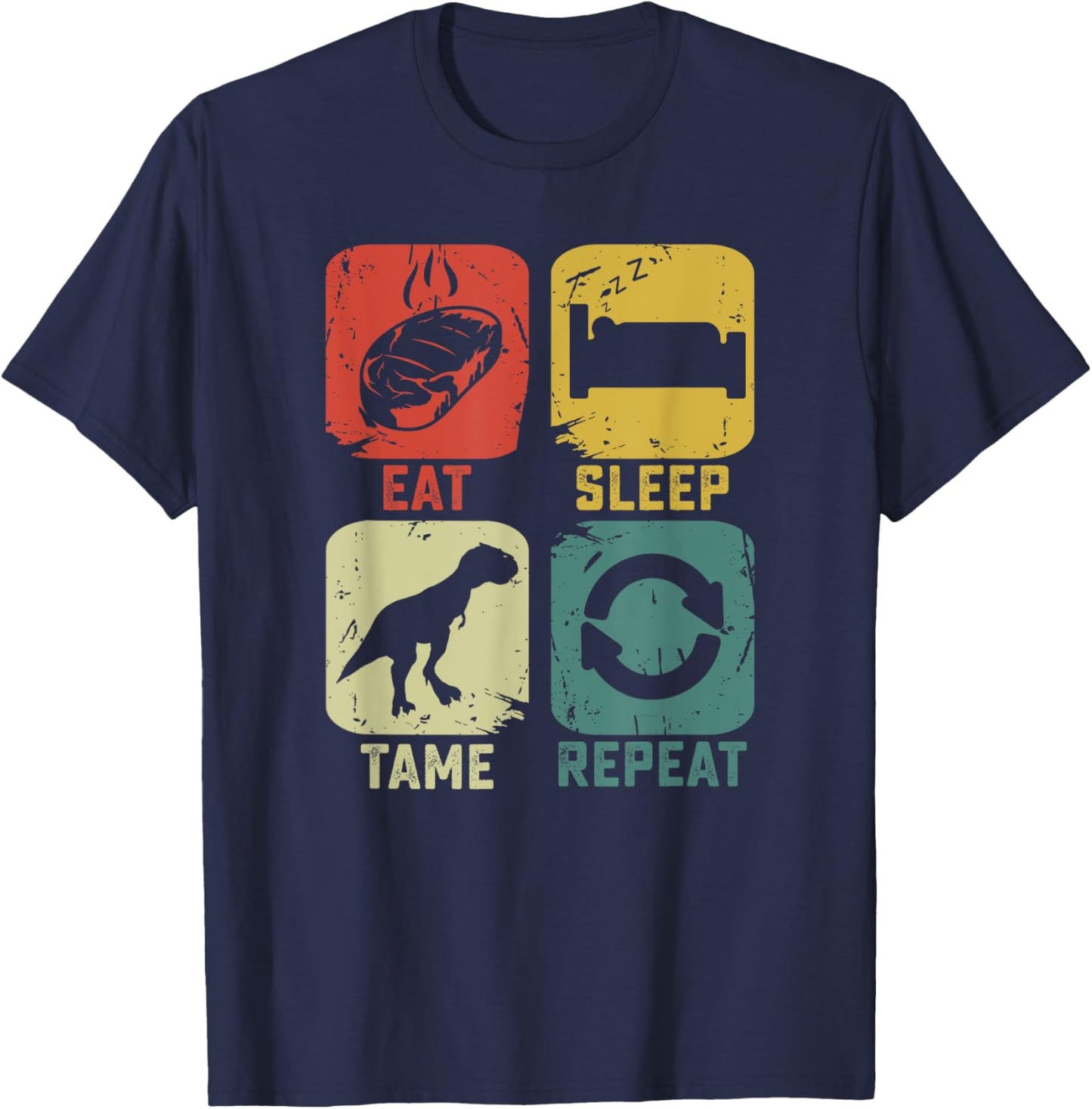Eat Sleep Tame Repeat Dinosaur gaming geek Funny gamer T-Shirt - T-Shirt | Navy