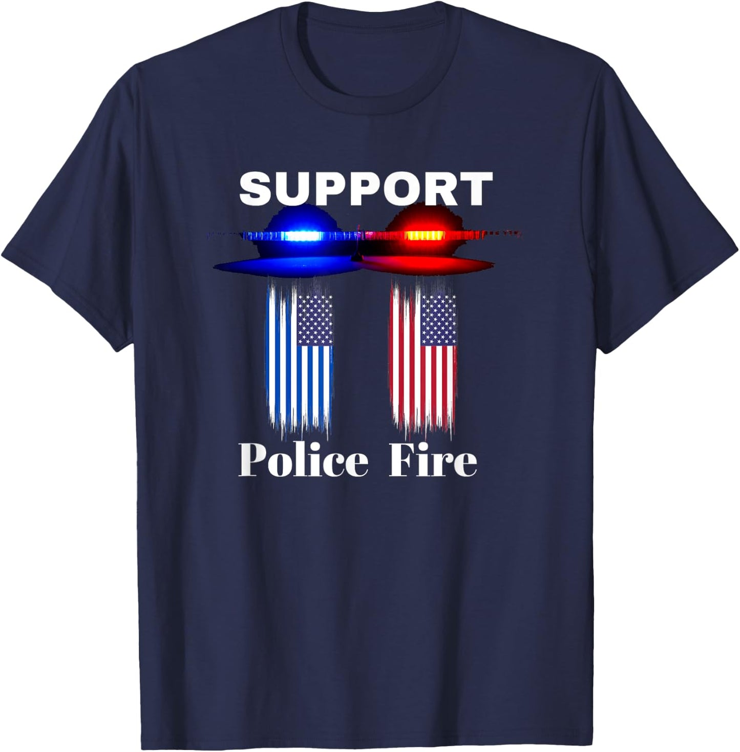 Support Our Police & Fire Departments - 1st responders T-Shirt - T-Shirt | Navy