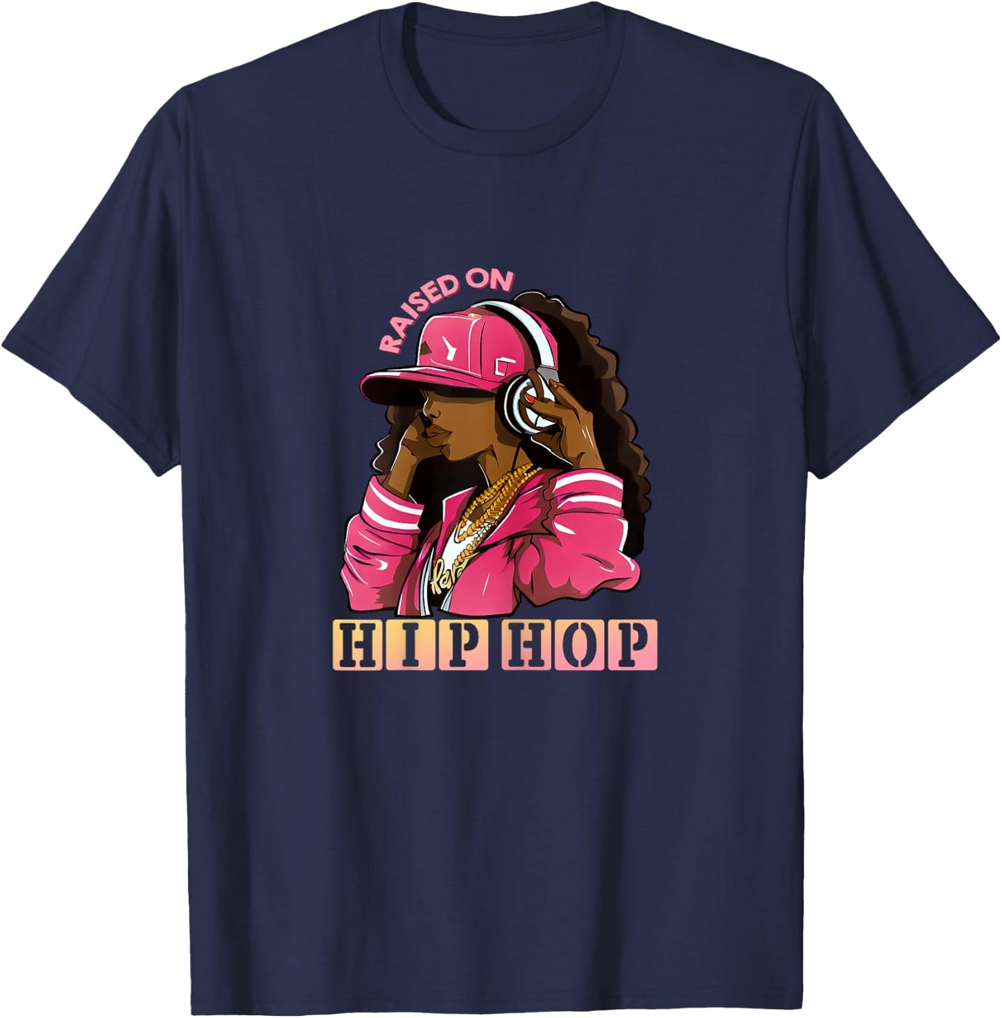RAISED ON HIP HOP Fashion Old School Hip Hop T-Shirt - T-Shirt | Navy