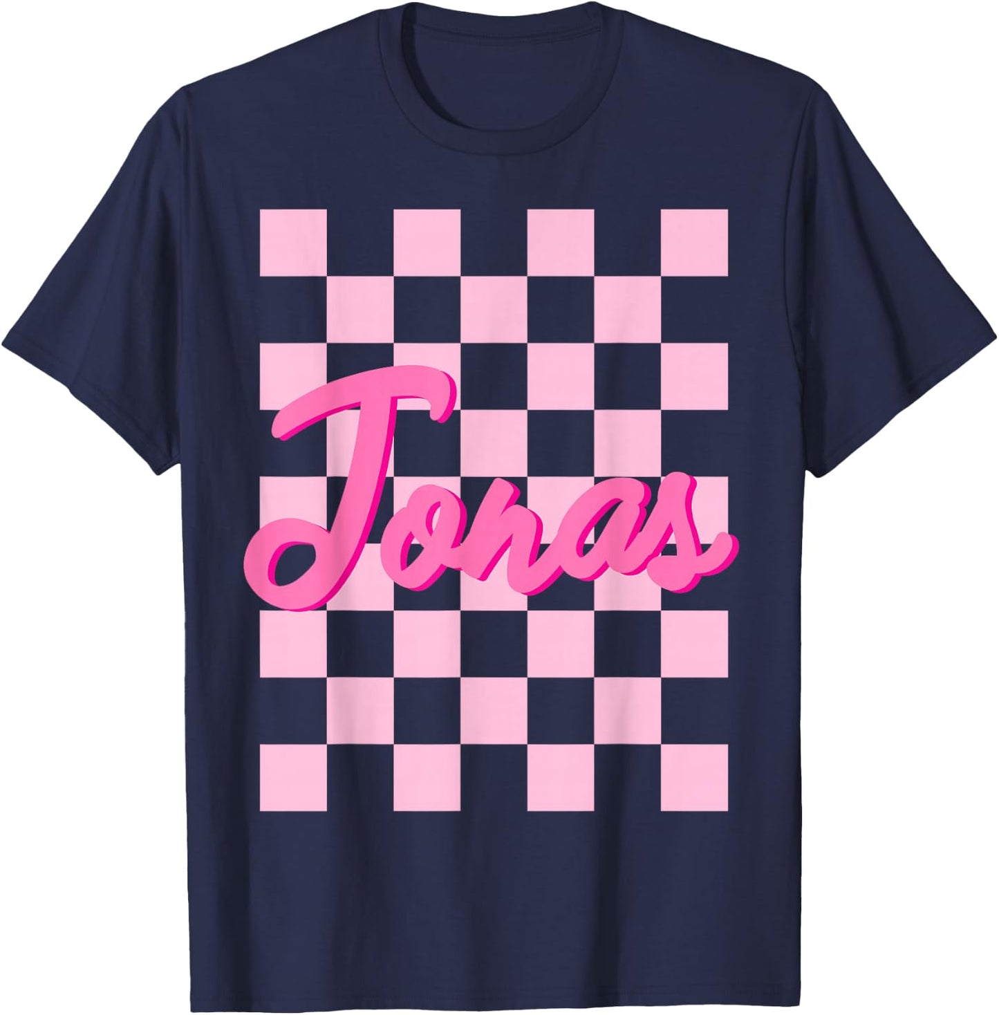 First Names Apparel Personalized Retro Jonas - -Adults, -Kids, Black, Small T-Shirt - T-Shirt | Navy