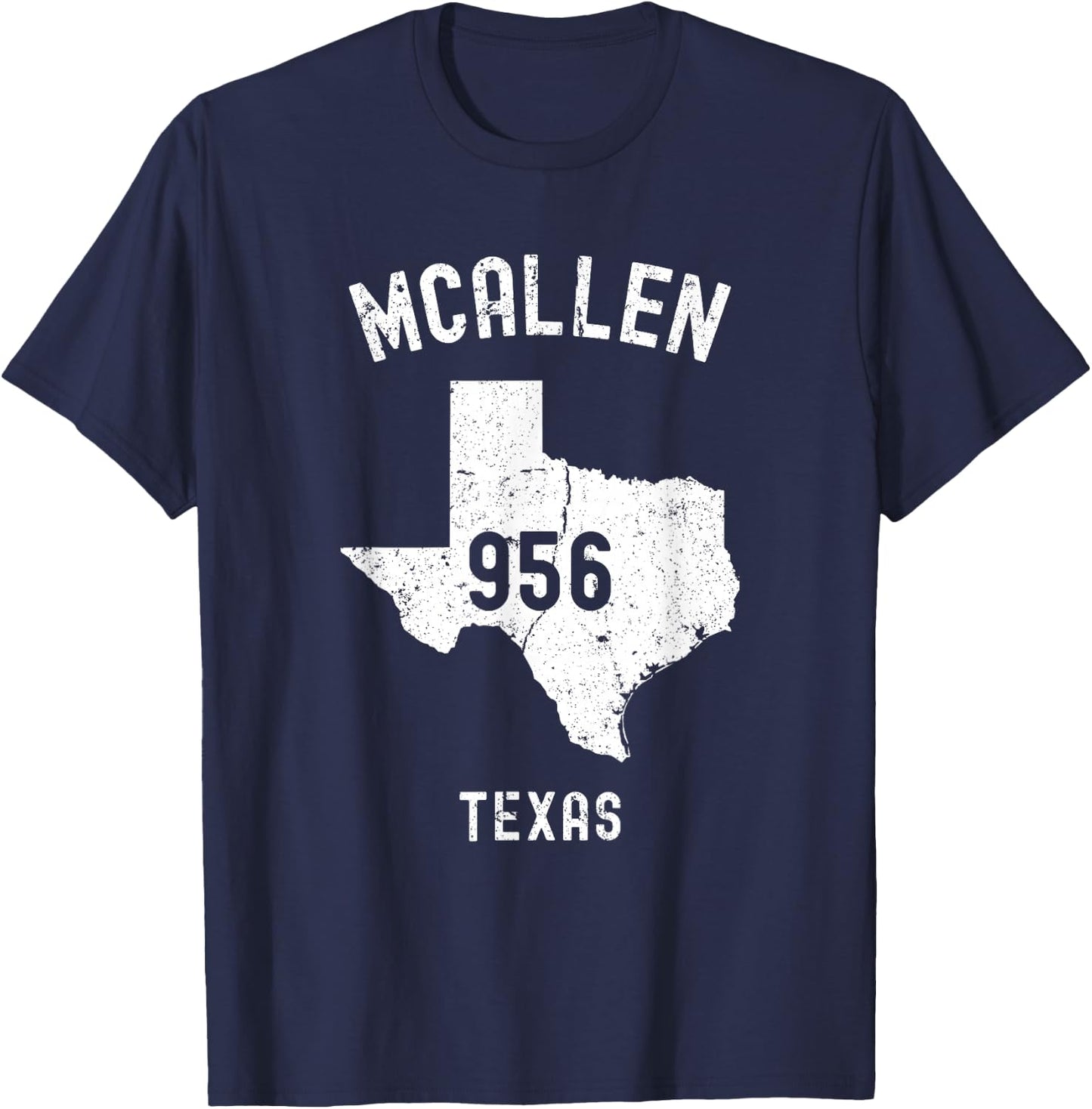 McAllen Texas TX 956 Vintage Athletic Style T-Shirt - T-Shirt | Navy